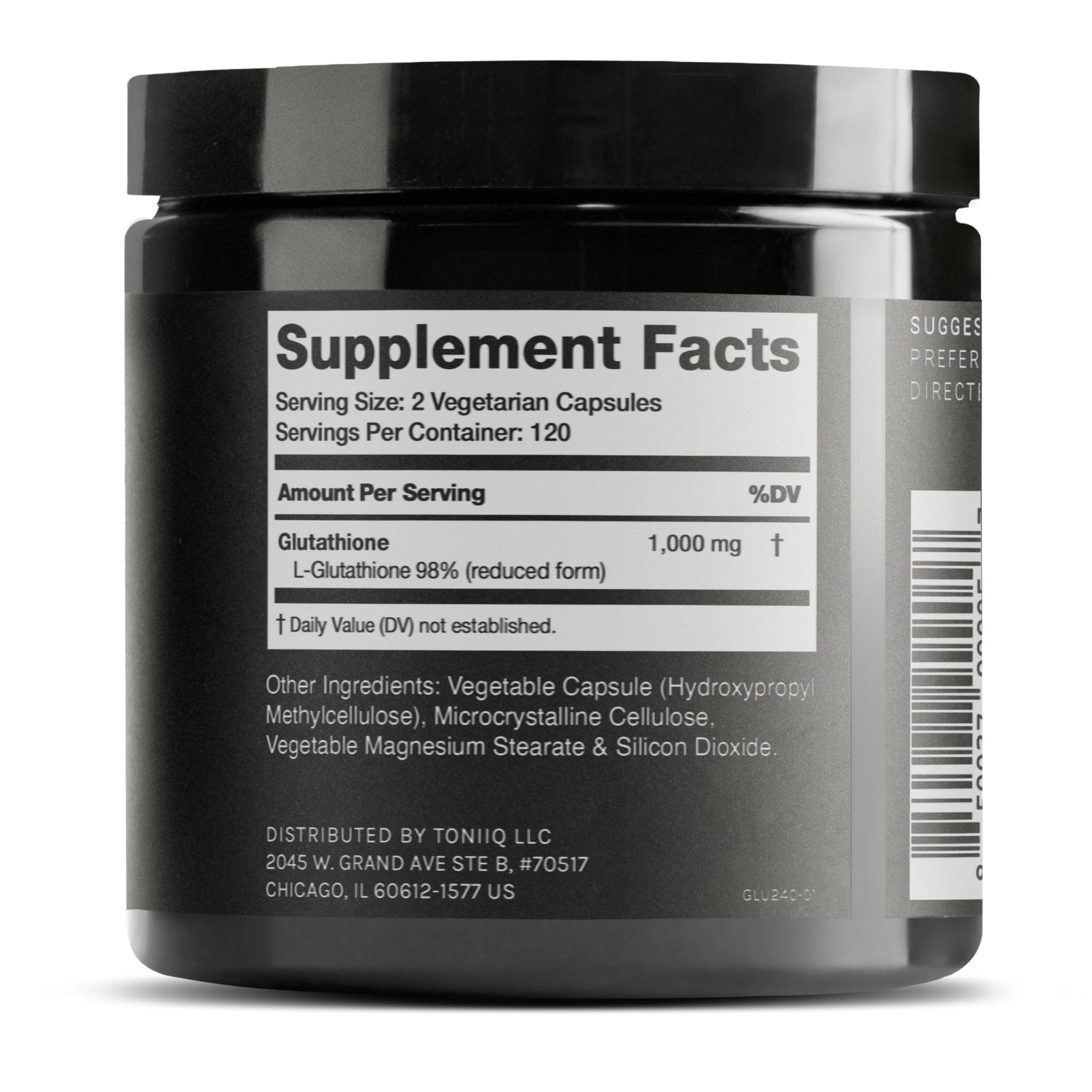 Toniiq Ultra High Strength Glutathione Capsules - 1000mg Concentrated Formula - 98%+ Highly Purified and Bioavailable - Non-GMO Fermentation - 240 Capsules Reduced Glutathione Supplement - OzHealthStandard