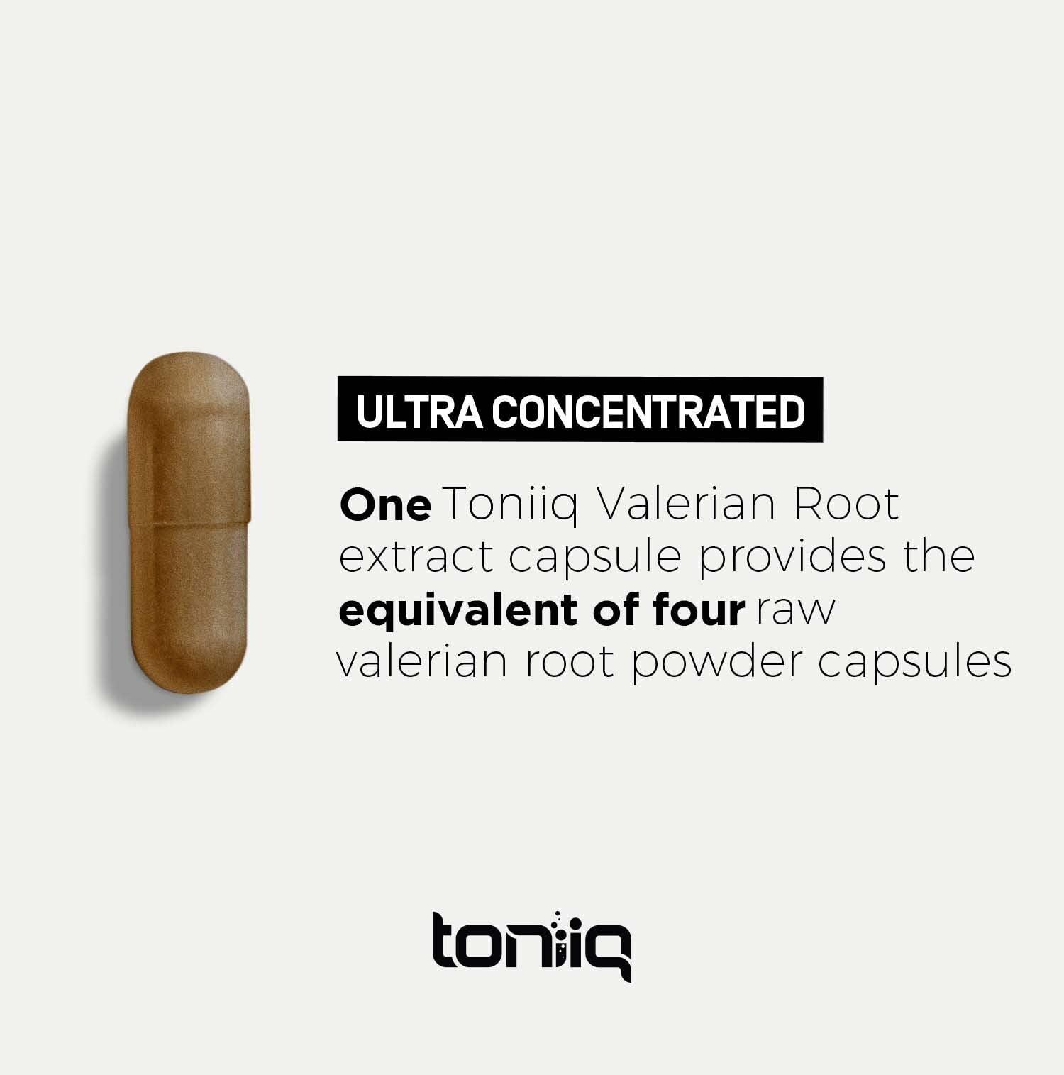 Toniiq Valerian Root Capsules - Ultra High Potency 4:1 Extract - Highly Concentrated - Third-Party Lab Tested - 120 Capsules - OzHealthStandard