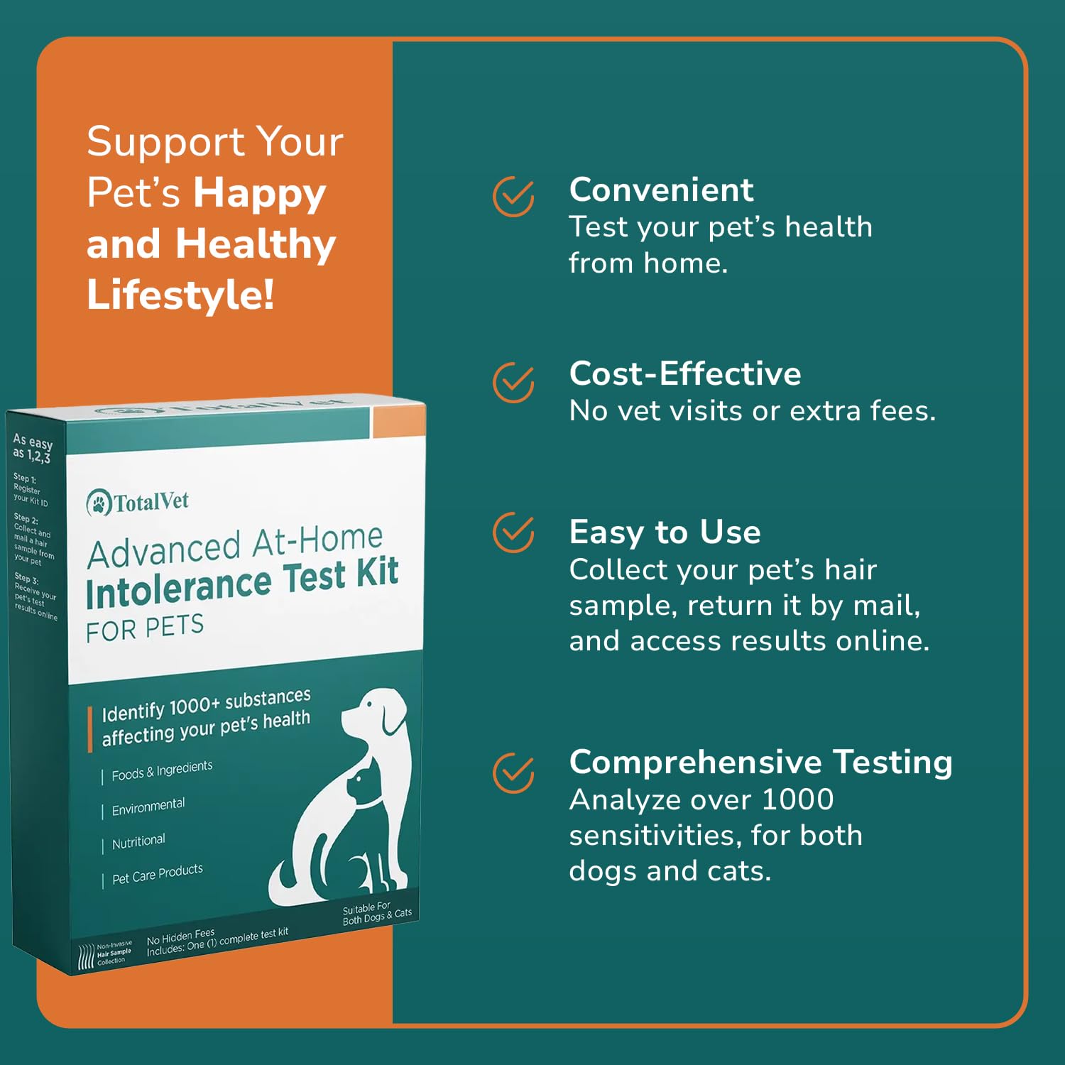 TotalVet Dog Allergy +1000 Food & Nutritional Sensitivity Test, Pet Intolerance Kit at Home — Advanced Complement to DNA Tests for Complete Pet Wellness - OzHealthStandard