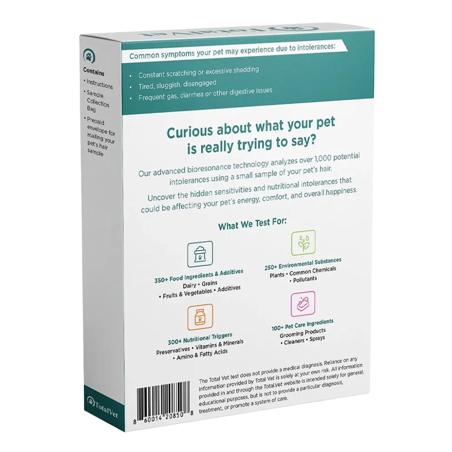 TotalVet Dog Allergy +1000 Food & Nutritional Sensitivity Test, Pet Intolerance Kit at Home — Advanced Complement to DNA Tests for Complete Pet Wellness - OzHealthStandard