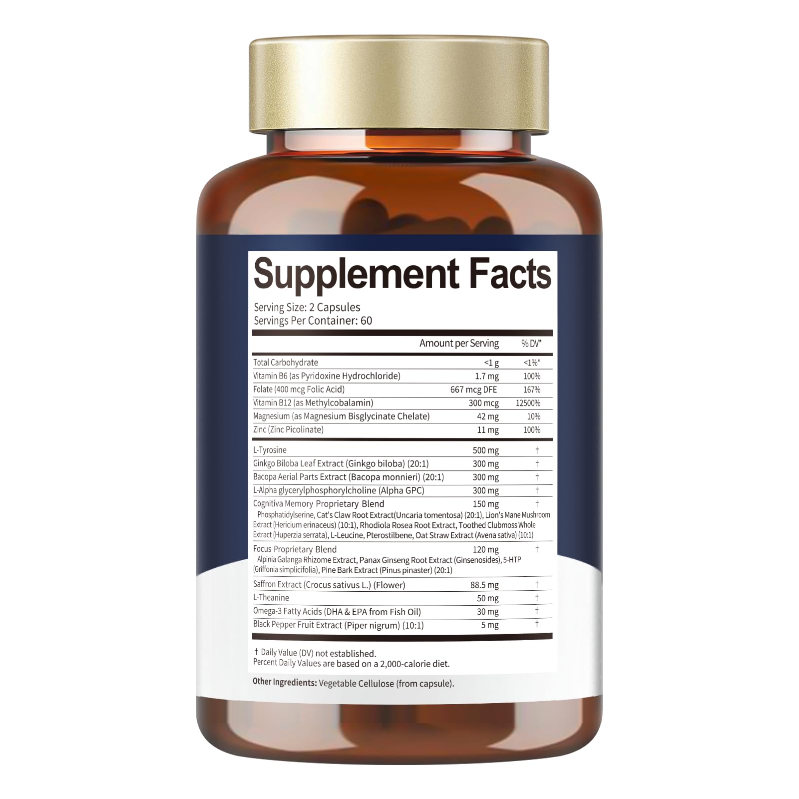 Totara Brain Supplements for Memory and Focus丨Non-Caffeinated Energy with L-Tyrosine, Alpha GPC, Ginkgo Biloba, Bacopa Monnieri, Saffron – Gluten Free, Non-GMO for Neuro & Brain Health (120 Counts) - OzHealthStandard