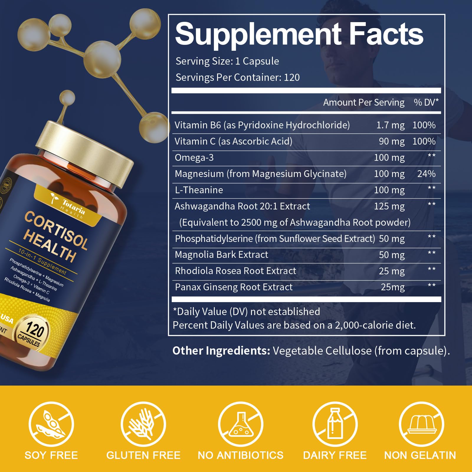 Totaria Cortisol Supplement with Ashwagandha,Magnesium,Rhodiola Rosea,L Theanine,Hormone Balance for Women 120 Vegan Capsules (Pack of 1) - OzHealthStandard