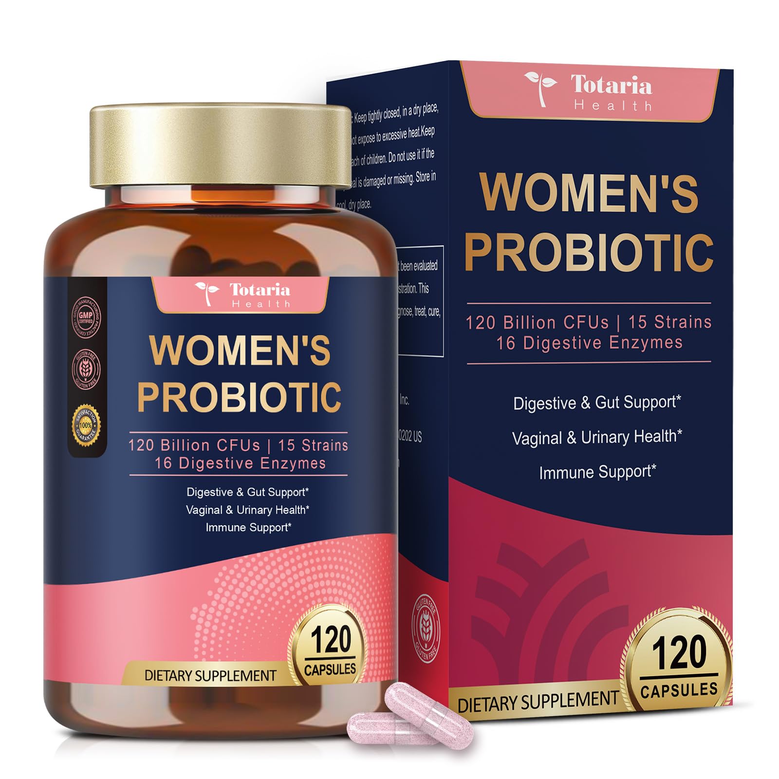 Totaria Probiotics for Women, 120 Billion Women Probiotic, with Akkermansia, Digestive Enzymes & Prebiotics, Cranberry, D-Mannose, for Gut, Vaginal, Urinary - OzHealthStandard