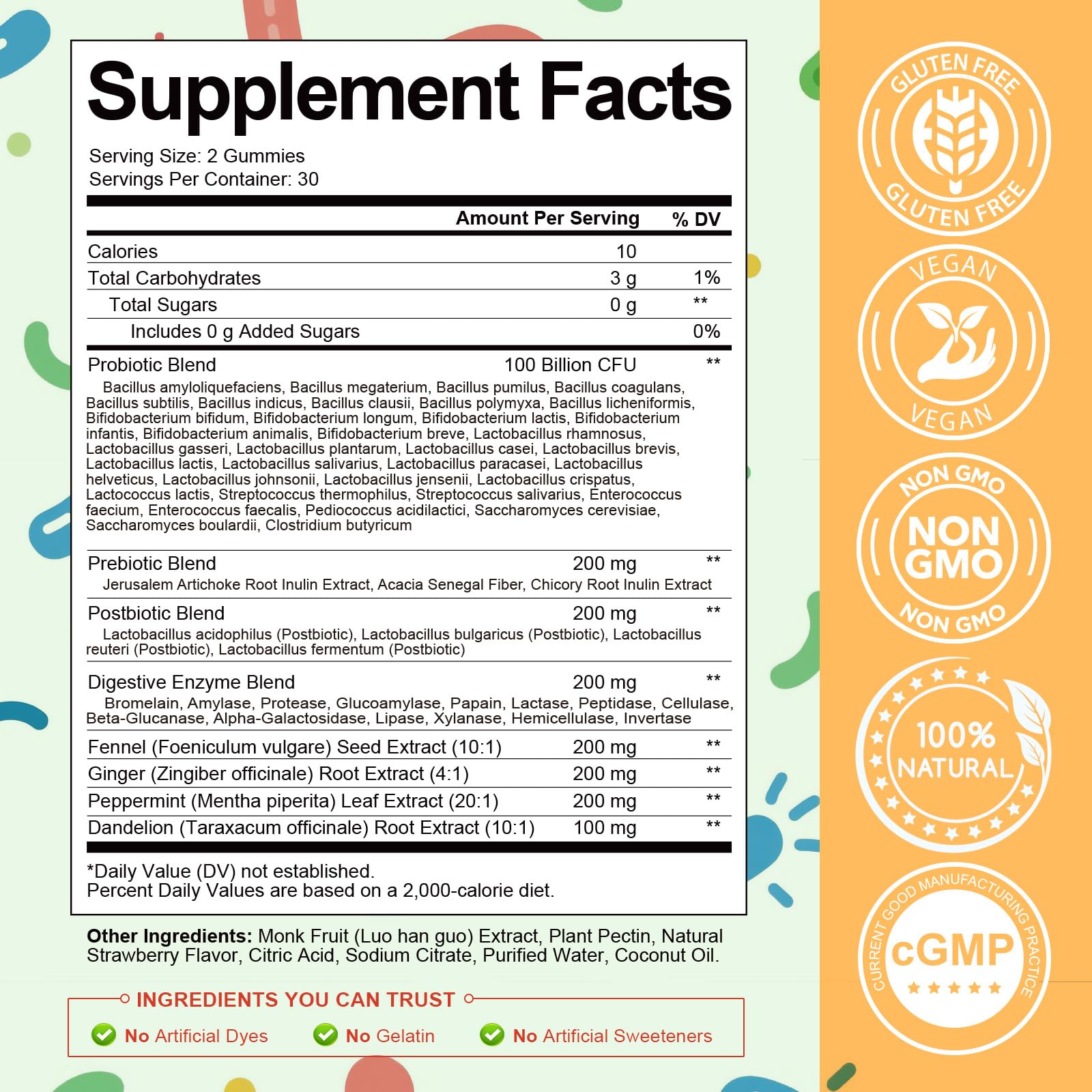 Totaria Sugar Free 5-in-1 Probiotic Prebiotic Postbiotic Gummy, 36 Strains Probiotics for Women Men with Digestive Enzymes, Peppermint, Complete Immune, - OzHealthStandard