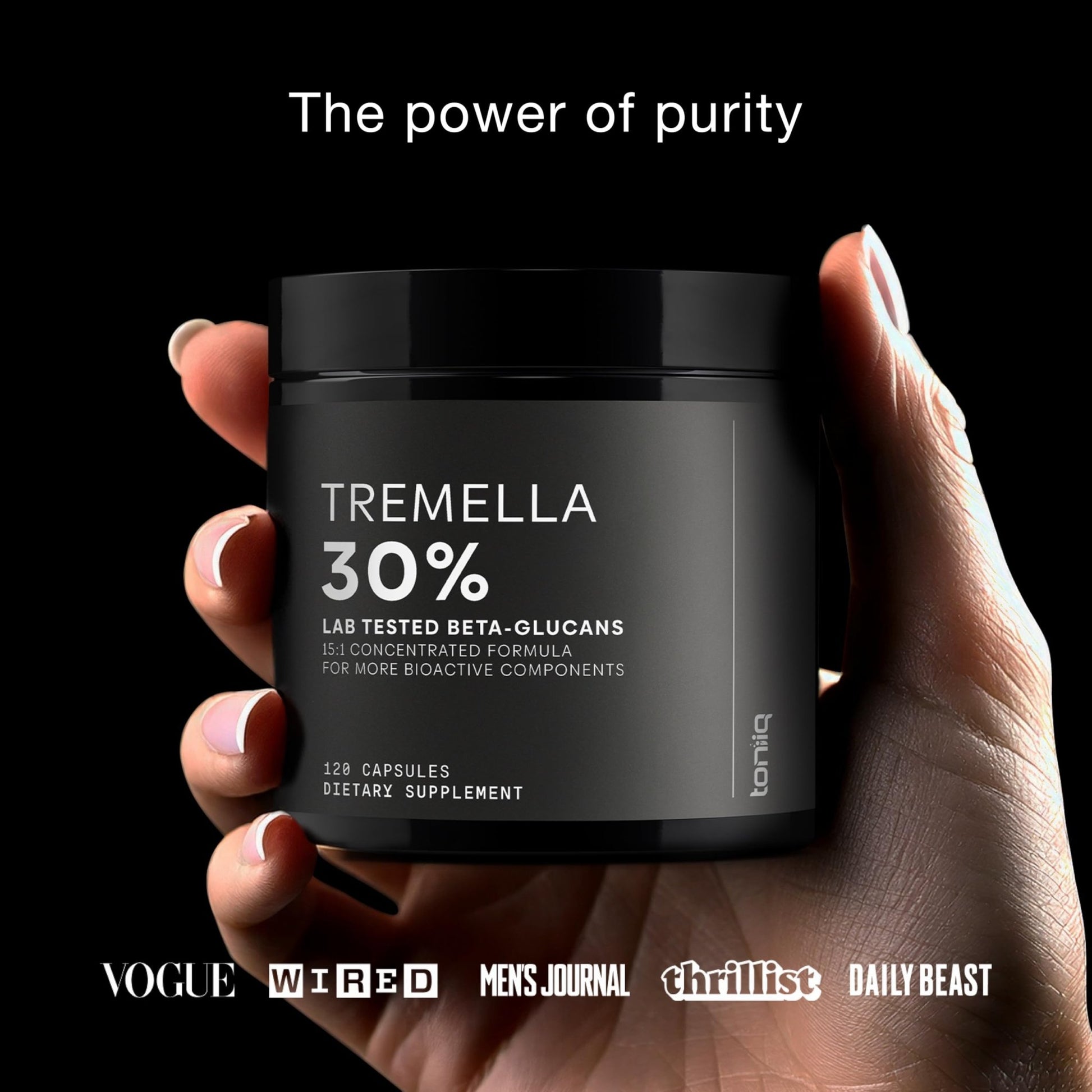 Tremella Mushroom Ultra High Potency 15:1 Extract with 30% Beta Glucans - Pure & Concentrated Formula - Third-Party Lab Tested for Purity & Quality - 120 Capsules - OzHealthStandard
