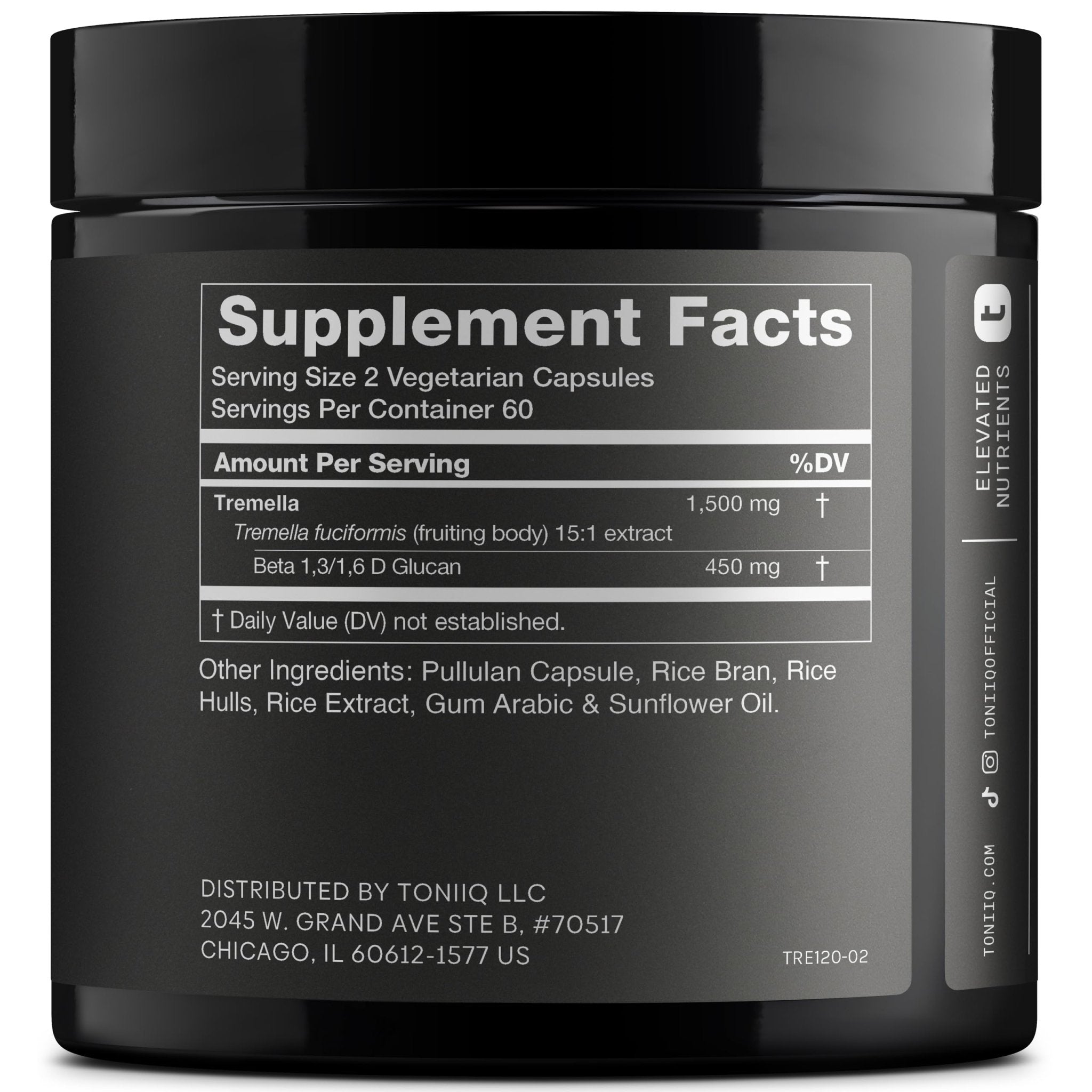 Tremella Mushroom Ultra High Potency 15:1 Extract with 30% Beta Glucans - Pure & Concentrated Formula - Third-Party Lab Tested for Purity & Quality - 120 Capsules - OzHealthStandard