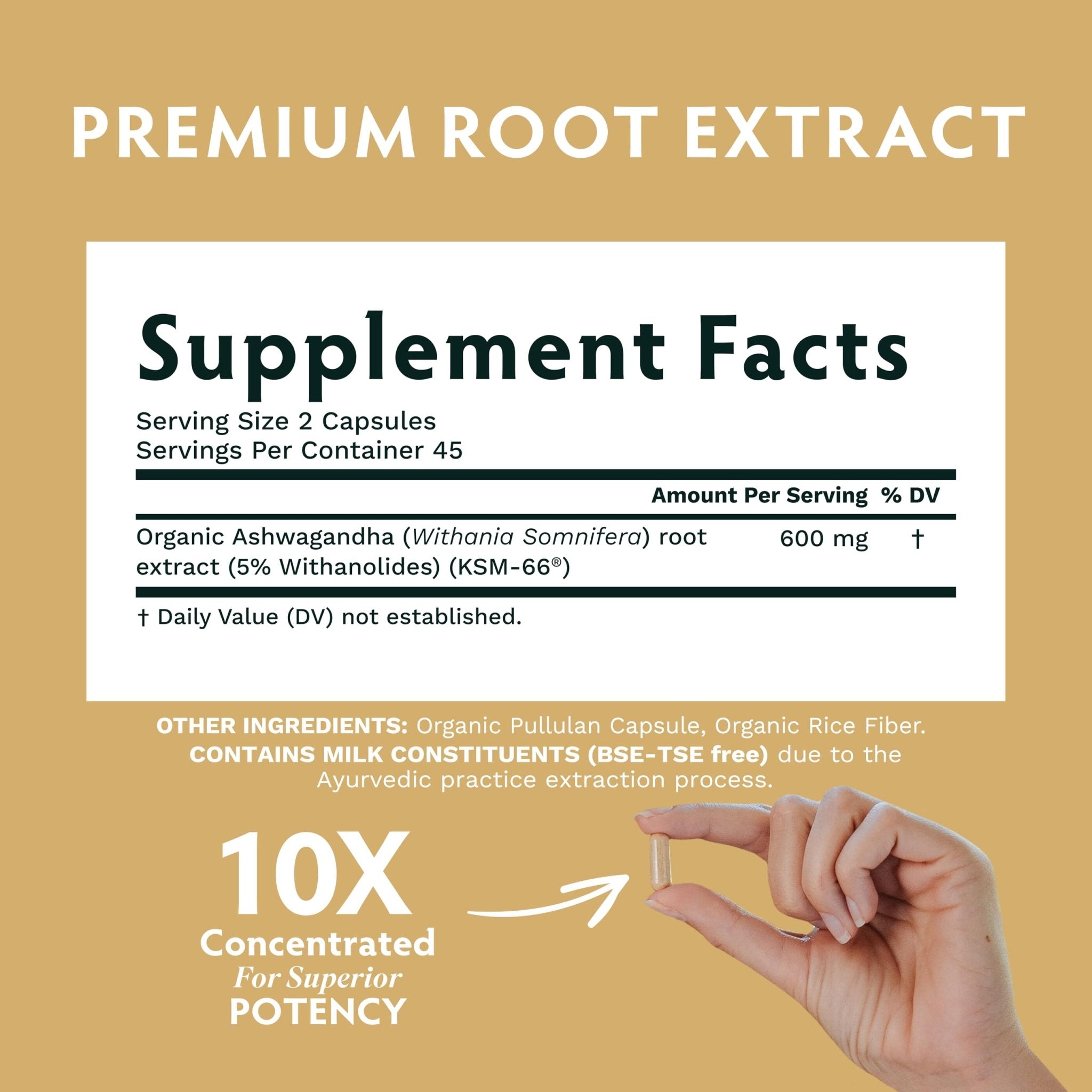 TRIBE ORGANICS Ashwagandha KSM 66 Pure Organic Root Powder Extract Ayurvedic Supplement - Focus Mood Support Increase Energy Strength 600mg of Natural KSM66 for Superior Absorption - 90 Capsules - OzHealthStandard