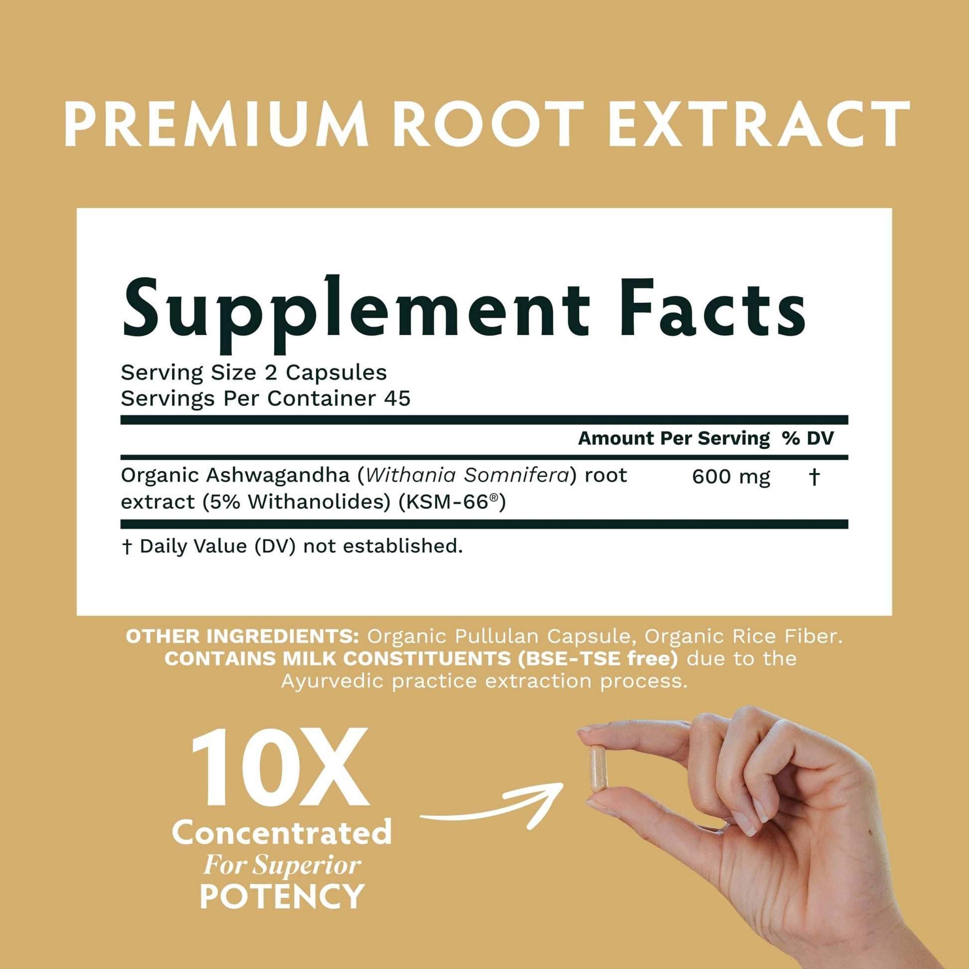 TRIBE ORGANICS Ashwagandha KSM 66 Pure Organic Root Powder Extract Ayurvedic Supplement - Focus, Mood Support, Increase Energy, Strength, 600mg of Natural KSM66 for Superior Absorption - 120 Capsules - OzHealthStandard