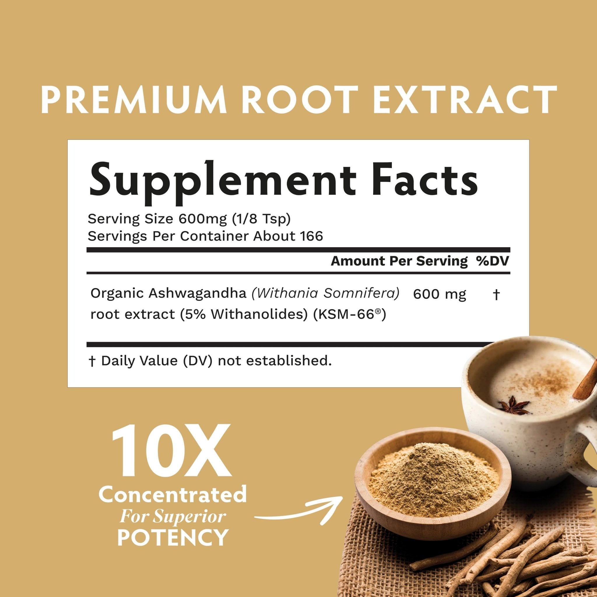 TRIBE ORGANICS KSM-66 Ashwagandha Root Extract Powder Ayurvedic Herb for Mood Support | Increase Energy | Strength - Organic | Natural | Gluten Free | Non GMO | Full-Spectrum - 100g Pouch - OzHealthStandard
