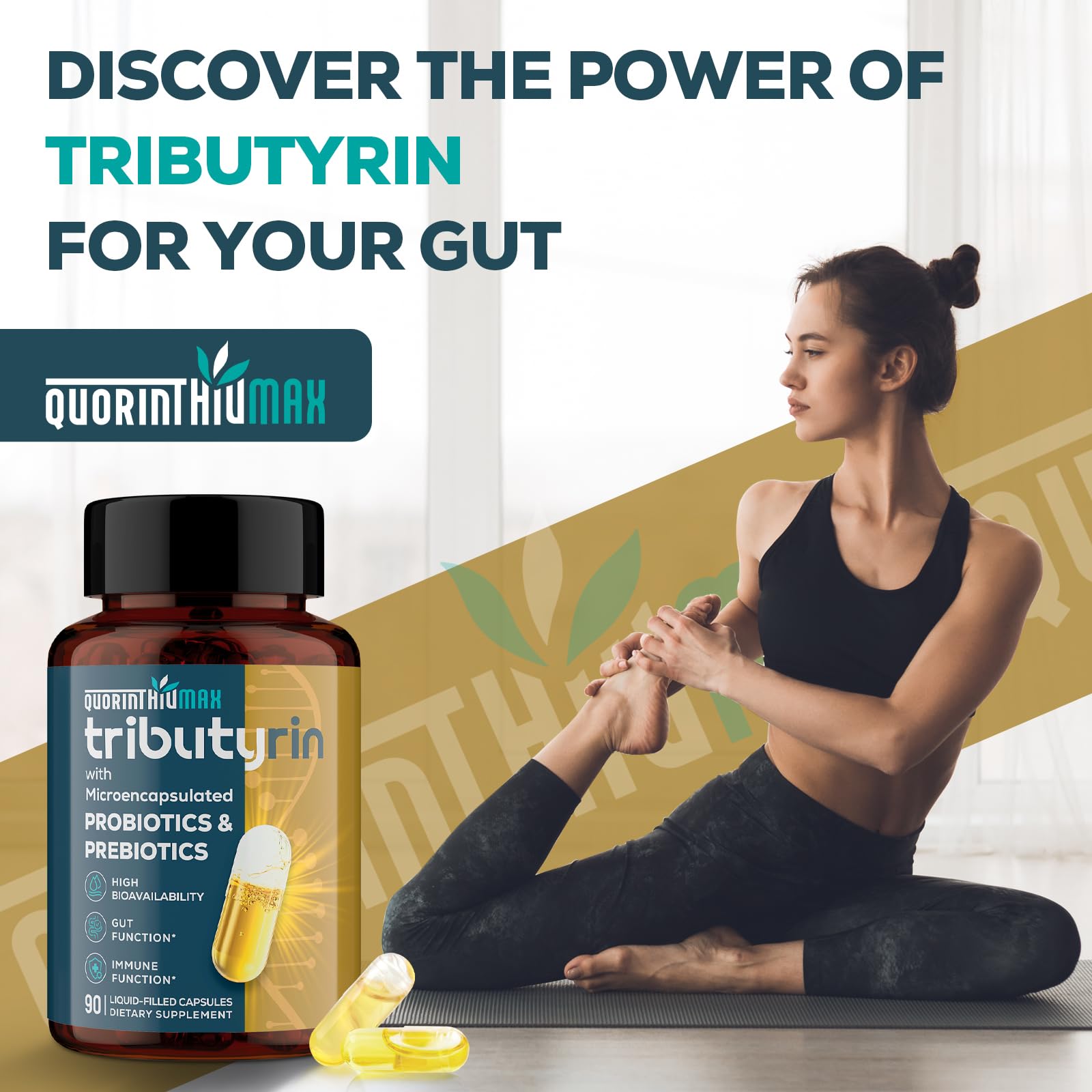 Tributyrin Supplement for Gut & Immune 800mg | High Bioavailability with Microencapsulated Probiotics & Prebiotics - Advanced Liquid-Filled Tributyrin Complex, Gluten Free, 90 Capsules - OzHealthStandard