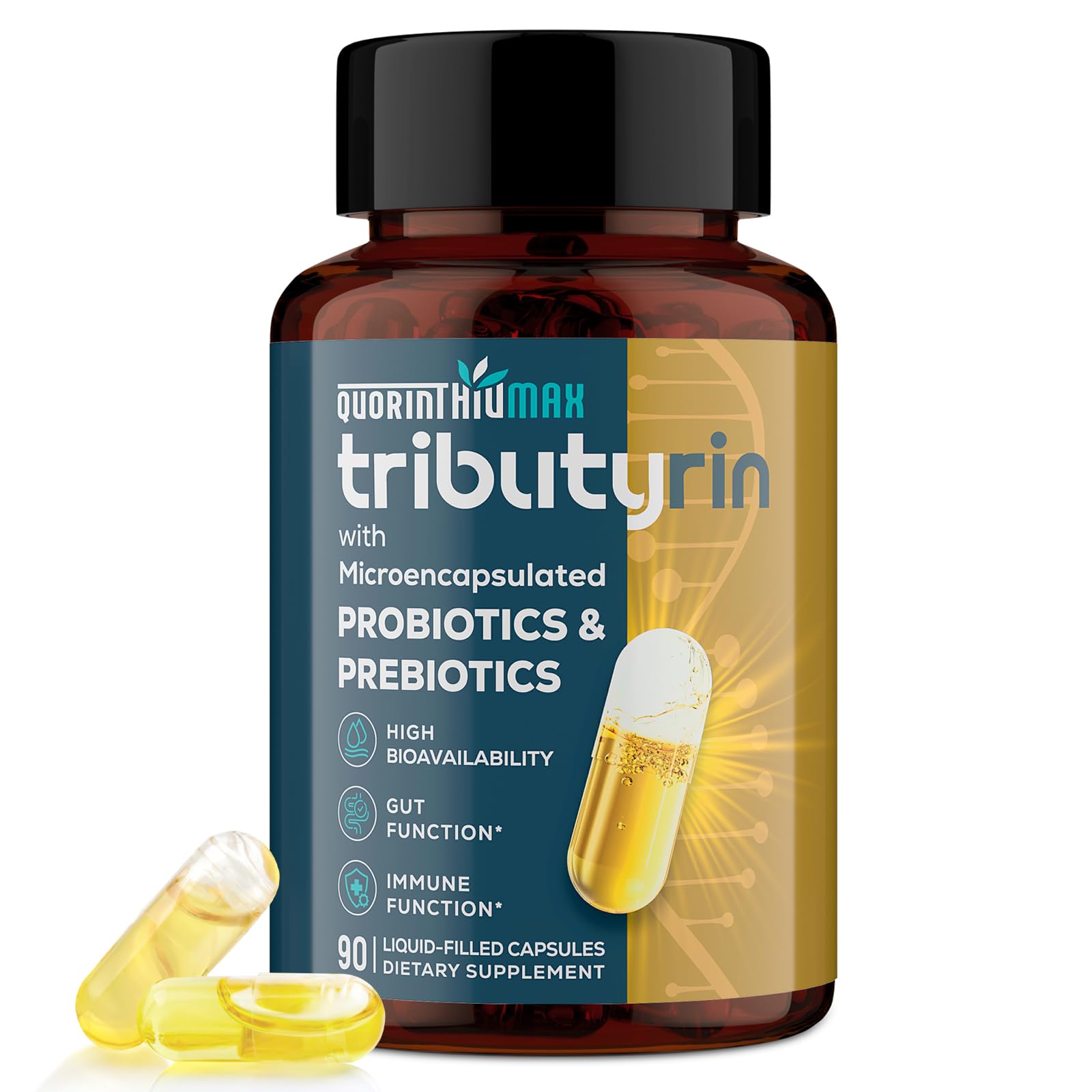 Tributyrin Supplement for Gut & Immune 800mg | High Bioavailability with Microencapsulated Probiotics & Prebiotics - Advanced Liquid-Filled Tributyrin Complex, Gluten Free, 90 Capsules - OzHealthStandard