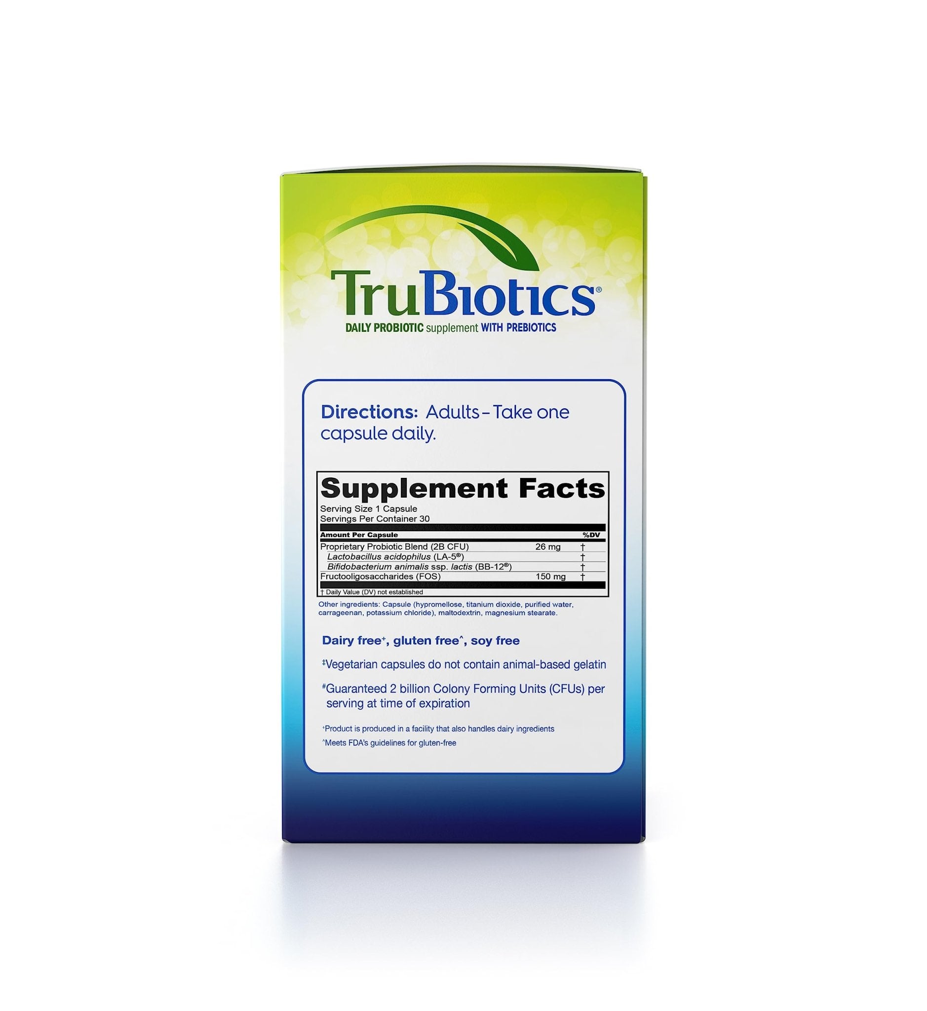 TruBiotics Probiotics for Digestive & Immune Health, Supports Regularity & Helps Relieve Abdominal Discomfort, Gas & Bloating, 2 Clinically Studied Probiotic Strains, Plus Prebiotics, 30 Capsules - OzHealthStandard