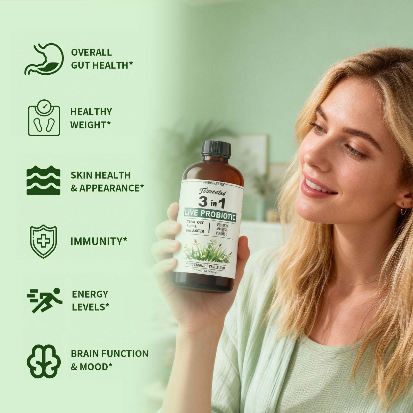TRUERELIEF Women's Daily Probiotic + Prebiotic + Postbiotic Liquid, 3-in-1 for Gut Health, 10 Strains & 18 Fermented Herbs (1) - OzHealthStandard
