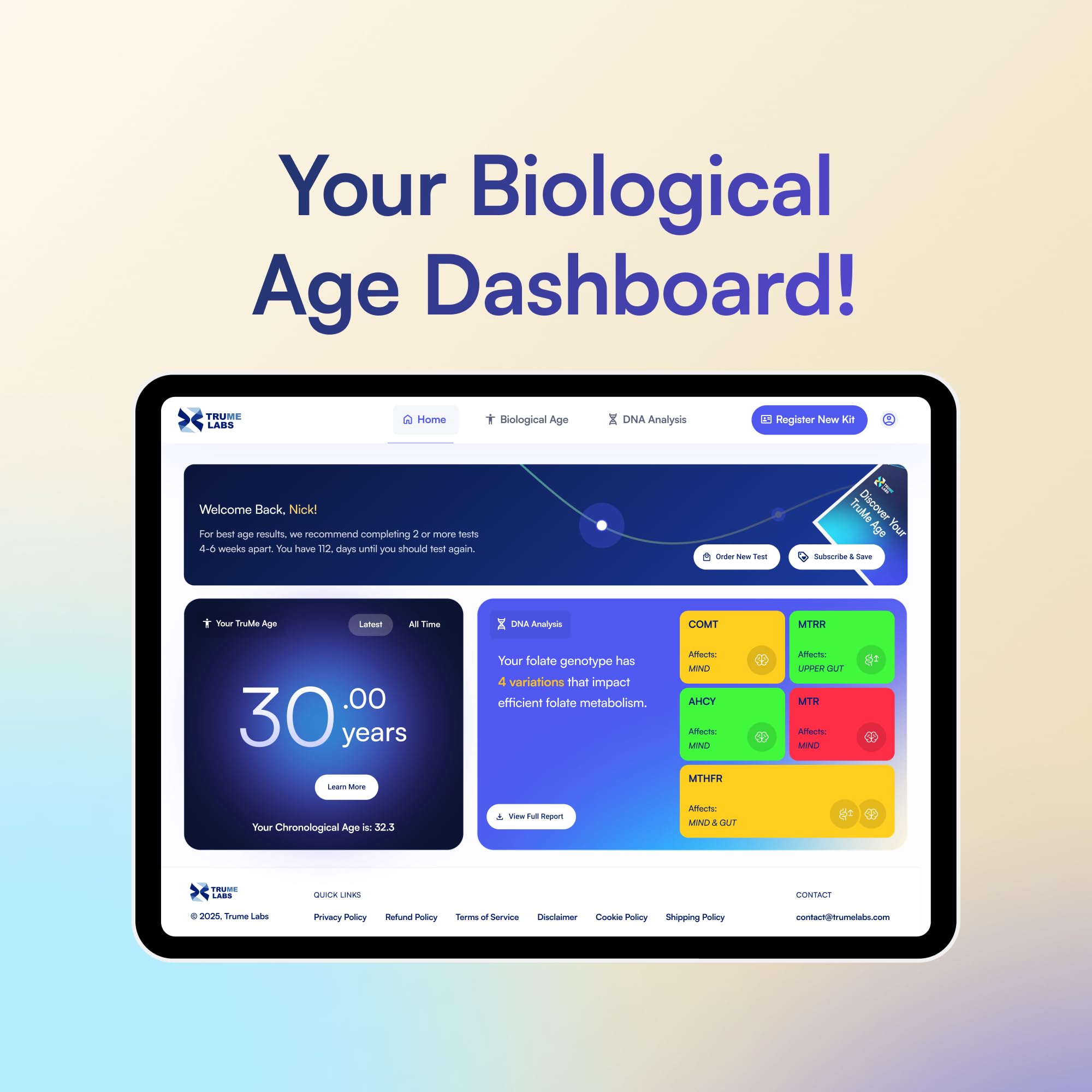 TruMe Labs Biological Age at-Home Test Kit (Saliva) – Biological Age Estimate + Peer Percentile Comparison, 10-Page Action Plan, Results in 1–2 Weeks. - OzHealthStandard