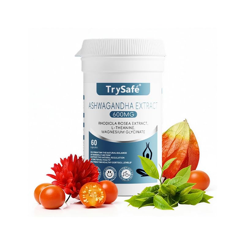 TrySafe 1100MG Cortisol Supplements for Women and Man with 600MG Ashwagandha, 200MG Rhodiola Rosea, 200MG L-Theanine, 100MG Magnesium Glycinate | for Healthy Stress Response*, Mood* - OzHealthStandard