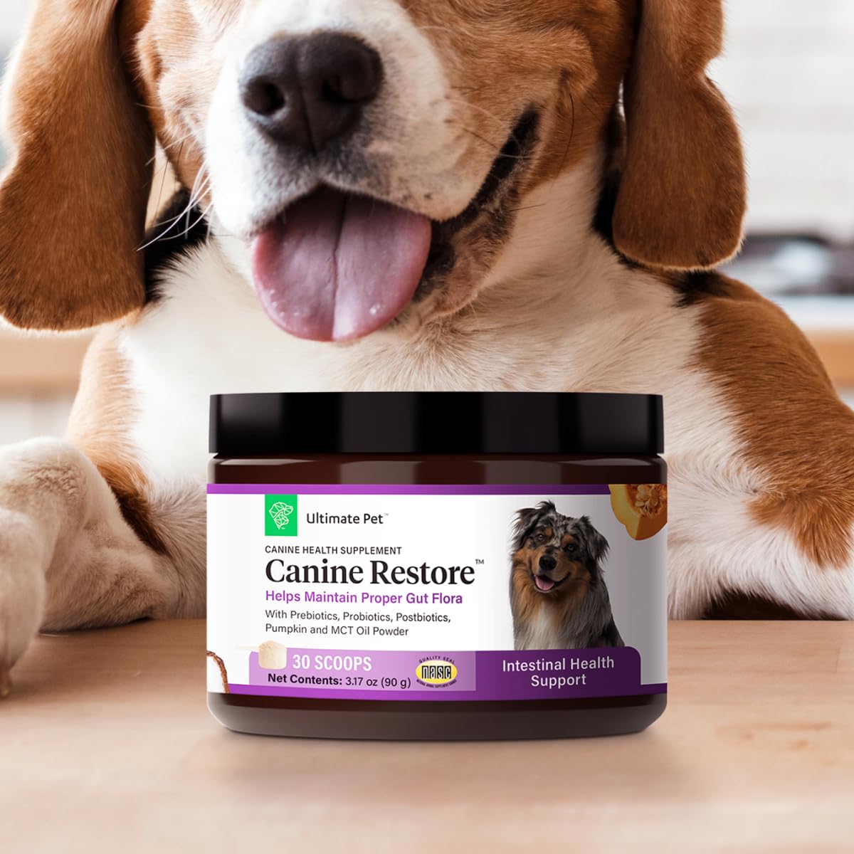 Ultimate Pet Nutrition Canine Restore, Gut Health Supplement with Prebiotics, Probiotics, & Postbiotics for Digestive Health & Immunity Support, Vet Formulated Powder Food Topper - OzHealthStandard