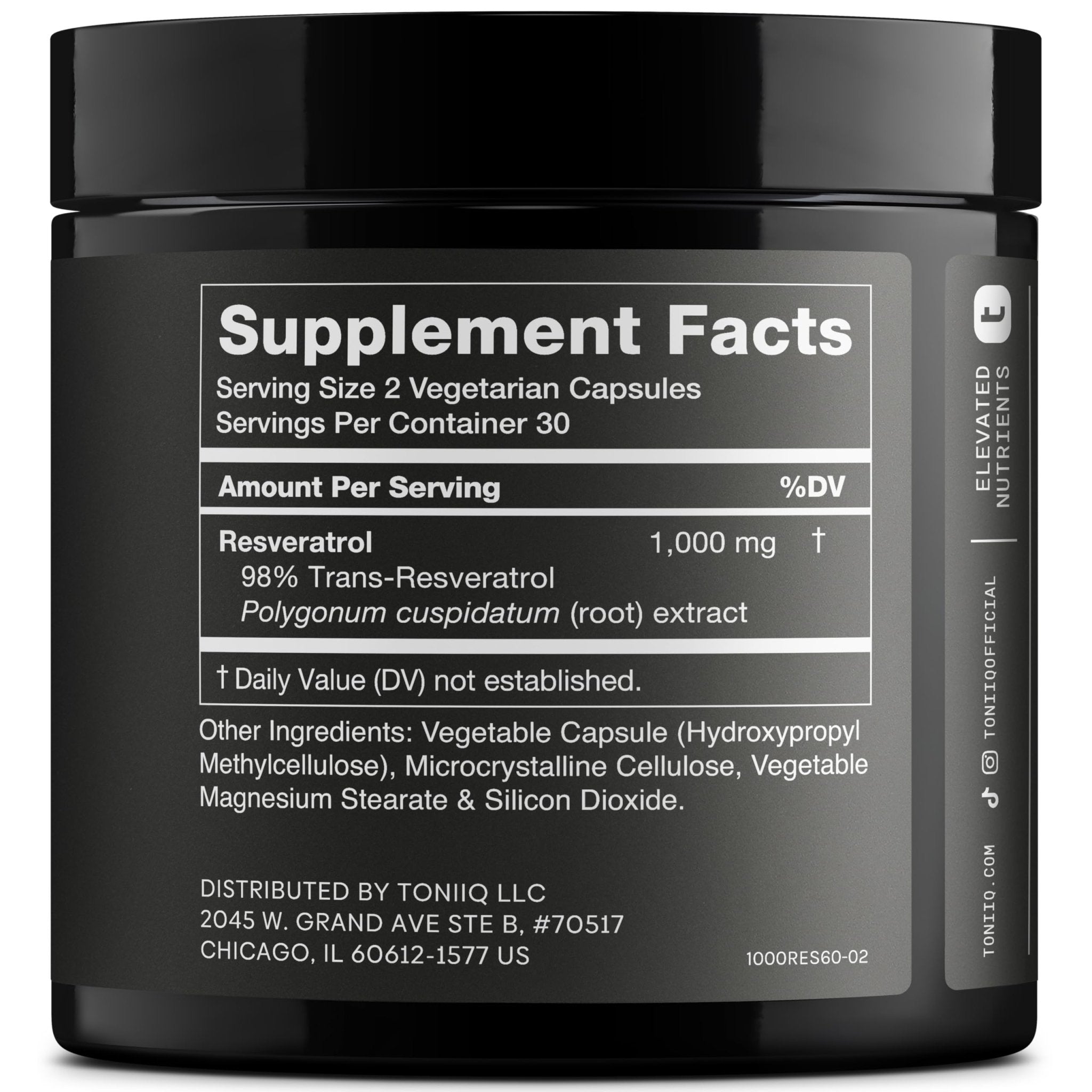Ultra High Potency Third-Party Tested Trans Resveratrol 1000mg - 98% Pure, Highly Purified and Bioavailable - Resveratrol Polygonum Root Extract - 60 Capsules - OzHealthStandard