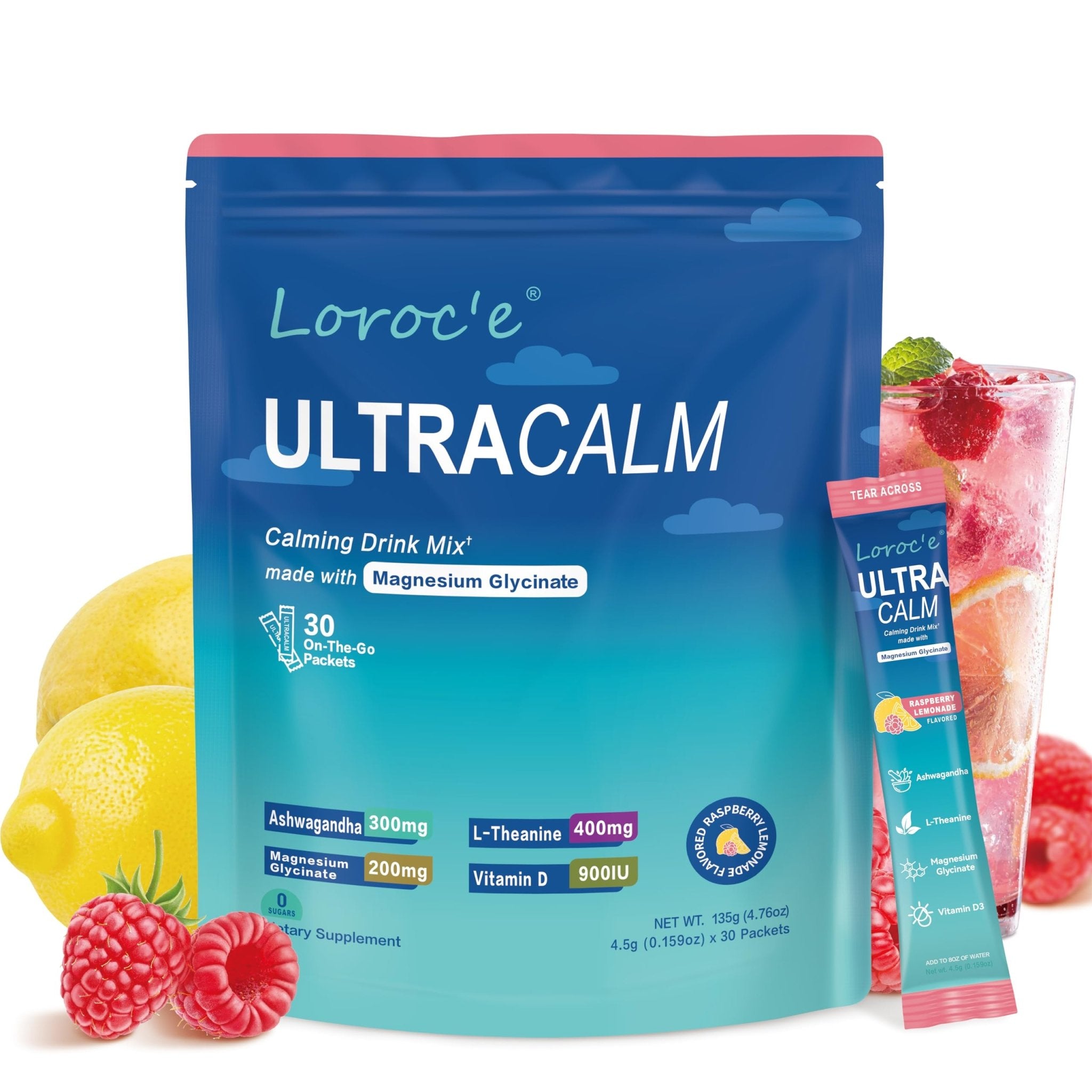 UltraCalm Super Cortisol Drink with Magnesium Glycinate, Ashwagandha, L-Theanine, Vitamin D3, Magnesium Powder for Sleep & Stress Relief - OzHealthStandard