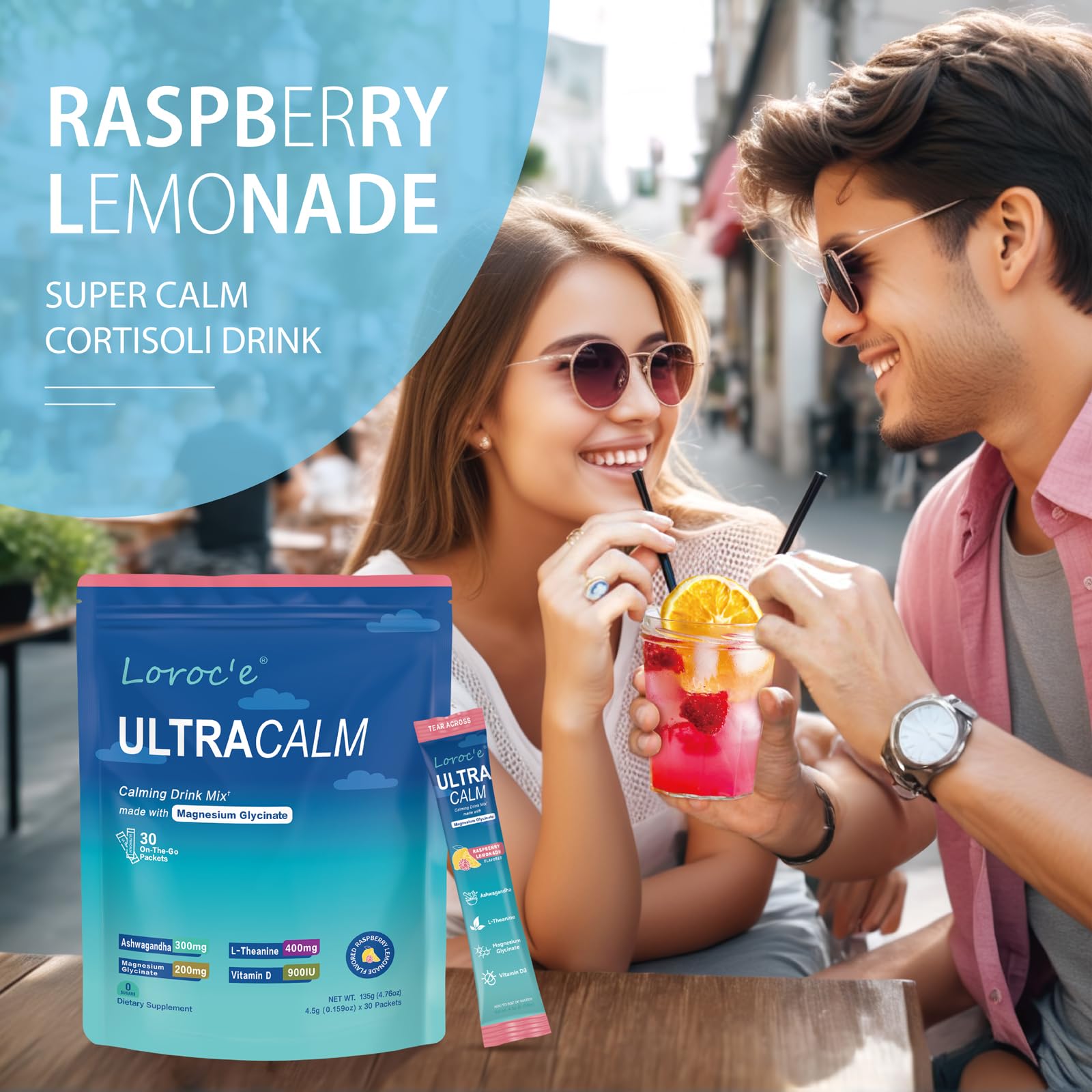 UltraCalm Super Cortisol Drink with Magnesium Glycinate, Ashwagandha, L-Theanine, Vitamin D3, Magnesium Powder for Sleep & Stress Relief - OzHealthStandard