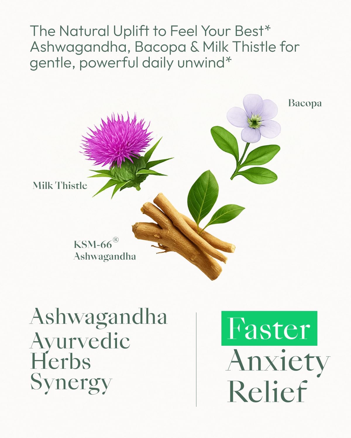 Upbe Ashwagandha Supplements for Women & Men - KSM-66® with Bacopa & Milk Thistle, 60 Vegan Capsules - Stress Relief, Mood, Cortisol Support, Extra Strength Ashwagandha Capsules - OzHealthStandard