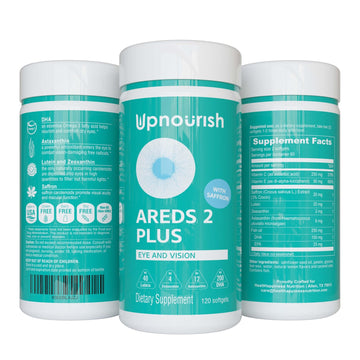 UpNourish AREDS 2 Plus Eye Vitamin Supplement, AREDS 2 Zinc Free Formula with Lutein, Zeaxanthin, Saffron, Astaxanthin & DHA - 120 softgels - OzHealthStandard