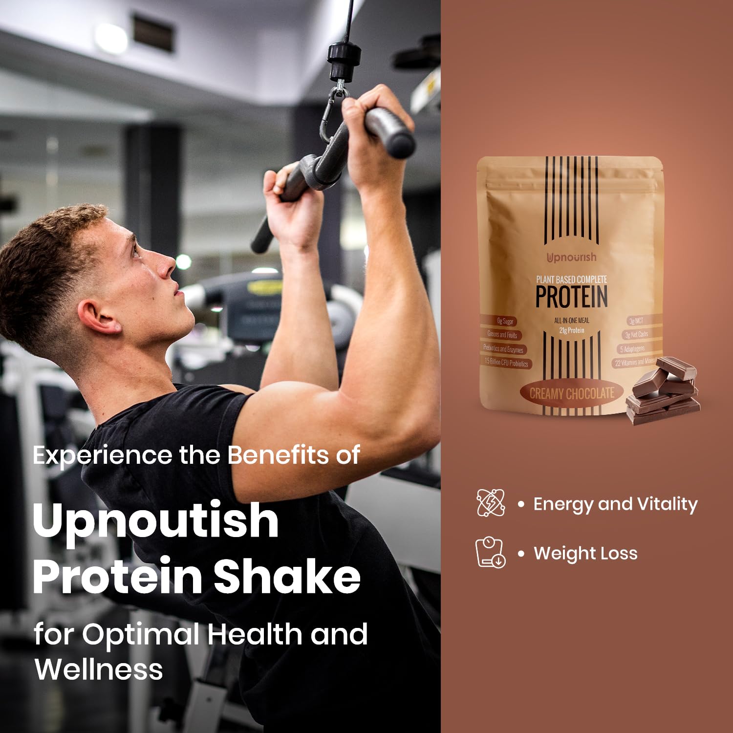 UpNourish Chocolate Vegan Protein Powder 54 Superfoods Powder,1.5 Billion CFU Probiotics 21g Plant Based Protein,No Sugar No Dairy No GMO Dairy Free,Meal Replacement Shake Keto-Friendly Low-Carb Diet,15 Servings - OzHealthStandard