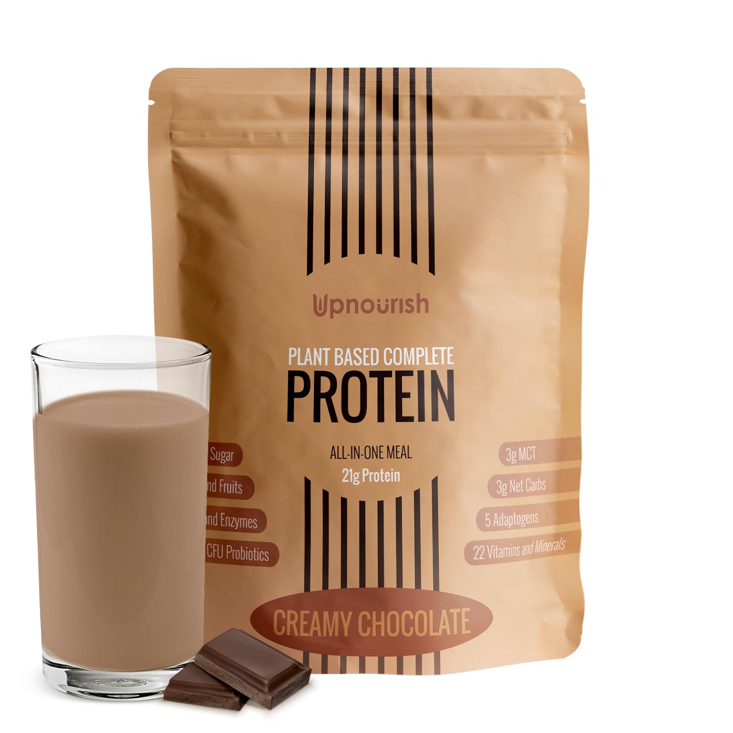 UpNourish Chocolate Vegan Protein Powder 54 Superfoods Powder,1.5 Billion CFU Probiotics 21g Plant Based Protein,No Sugar No Dairy No GMO Dairy Free,Meal Replacement Shake Keto-Friendly Low-Carb Diet,15 Servings - OzHealthStandard