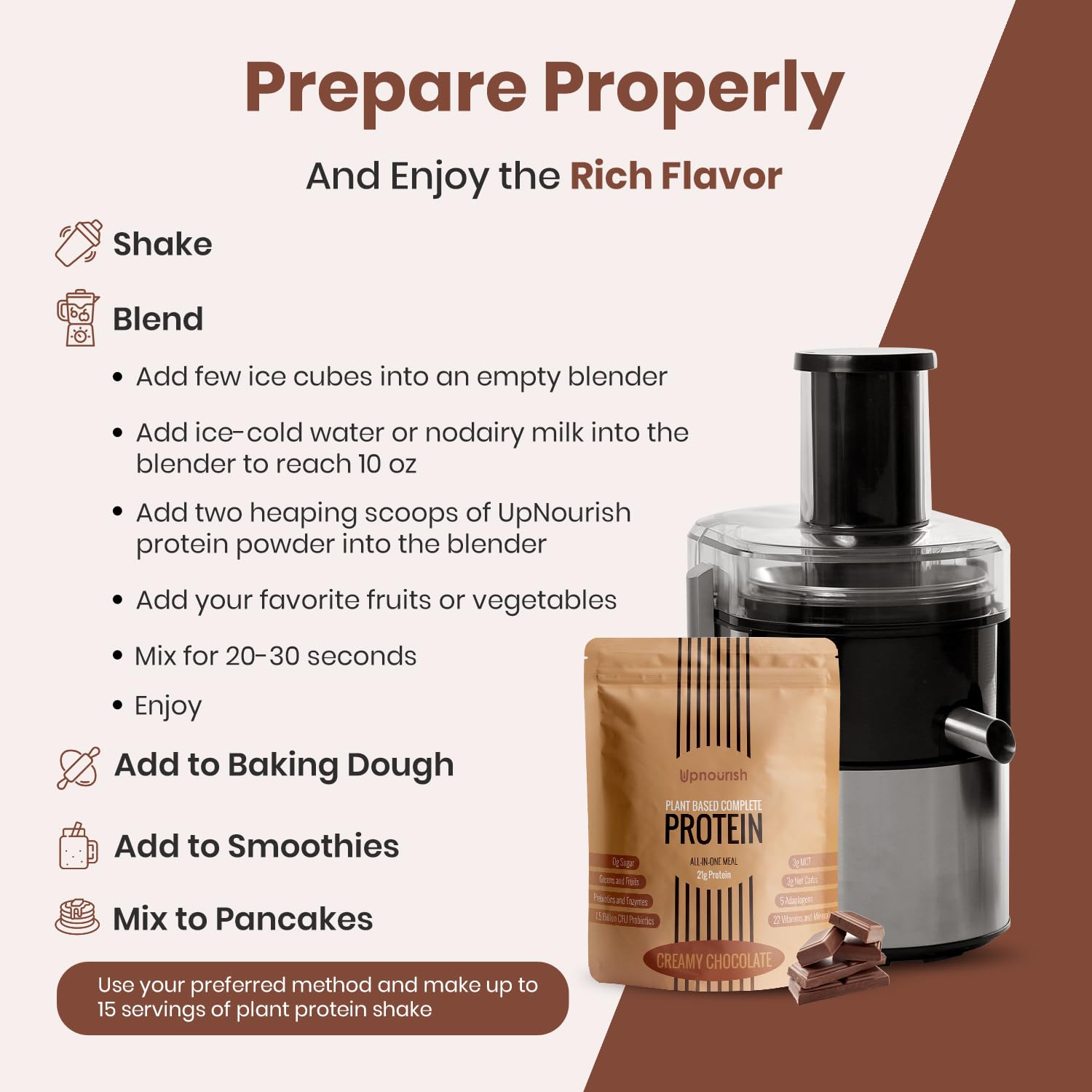 UpNourish Chocolate Vegan Protein Powder 54 Superfoods Powder,1.5 Billion CFU Probiotics 21g Plant Based Protein,No Sugar No Dairy No GMO Dairy Free,Meal Replacement Shake Keto-Friendly Low-Carb Diet,15 Servings - OzHealthStandard
