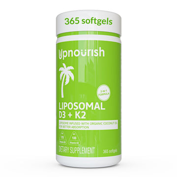 UpNourish Liposomal D3 K2 MK-7 – 365 Mini softgels with Organic Coconut Oil - 5000 IU 125 mcg Vitamin D3 and 100 mcg Vitamin k2 - OzHealthStandard