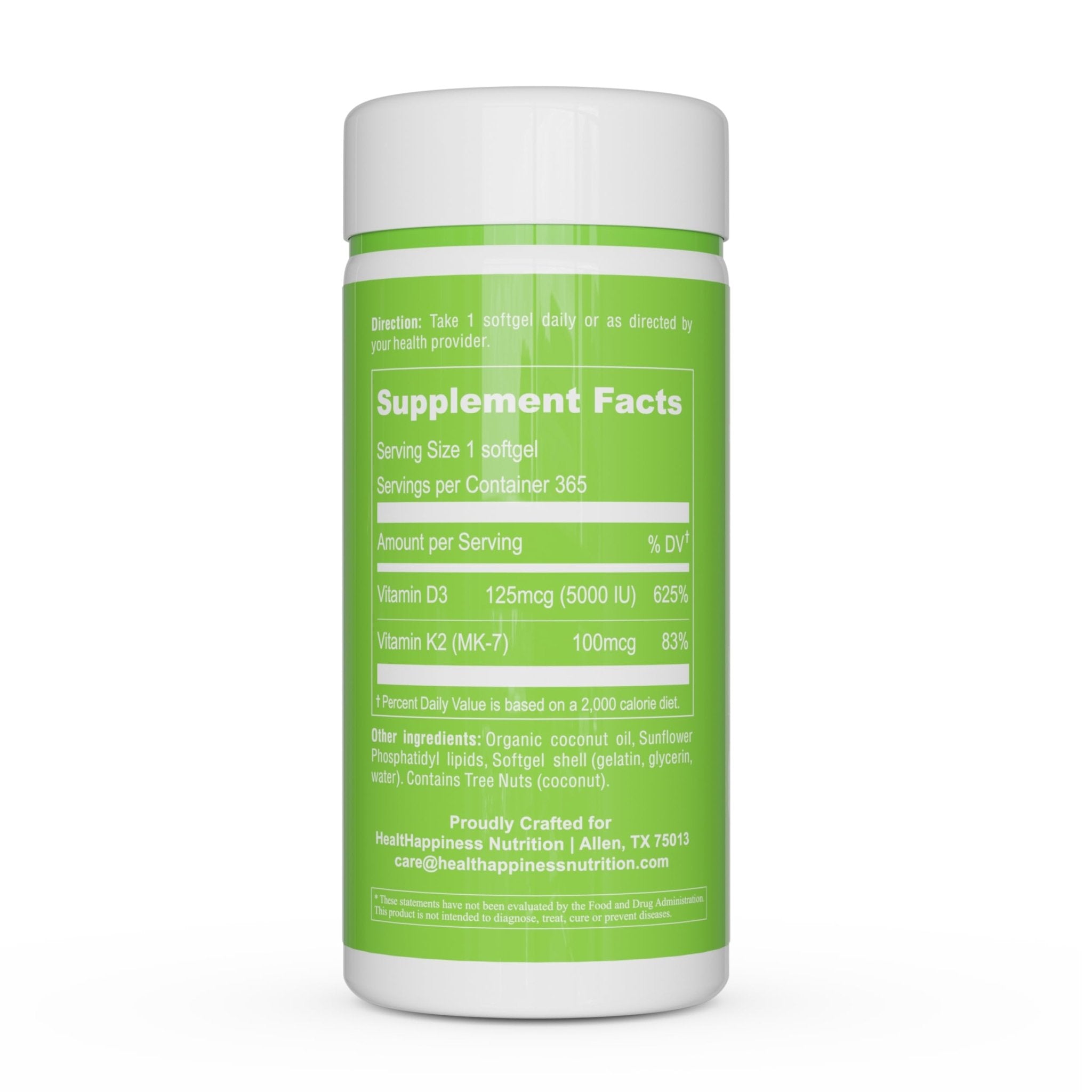 UpNourish Liposomal D3 K2 MK-7 – 365 Mini softgels with Organic Coconut Oil - 5000 IU 125 mcg Vitamin D3 and 100 mcg Vitamin k2 - OzHealthStandard