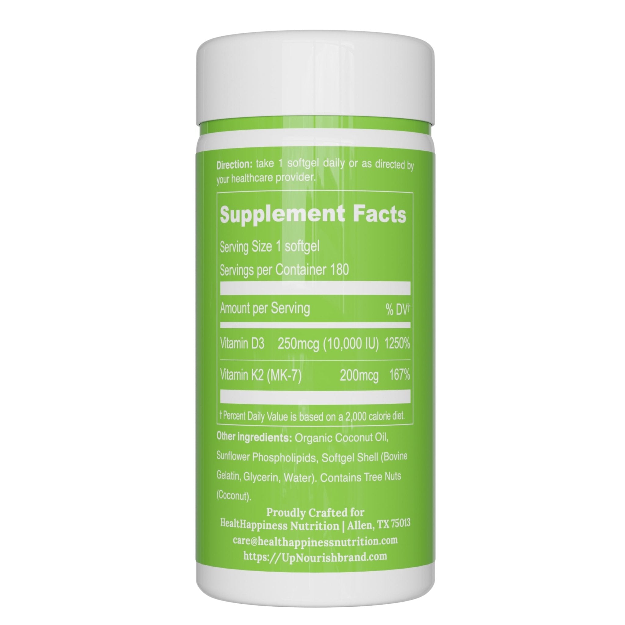 UpNourish Liposomal D3 K2 Vitamin 10000 IU D3 and K2 MK-7 200 mcg - 180 Vitamin D3 k2 (Vitamina D3 con K2) Mini Softgels - Easy to Swallow K2 D3 Vitamin - OzHealthStandard