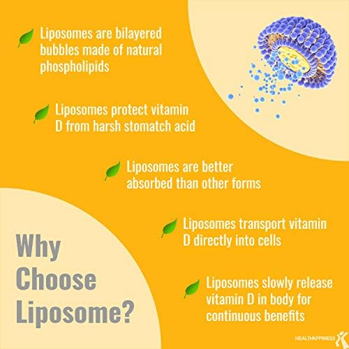 UpNourish Liposomal Vitamin D3 5000 IU Softgels - 1 Year Supply | Organic Coconut Oil Infused Vitamin D Supplements - Support Bone, Dental, Heart, Mood & Immune Health - Non GMO Gluten Free - 365 ct - OzHealthStandard