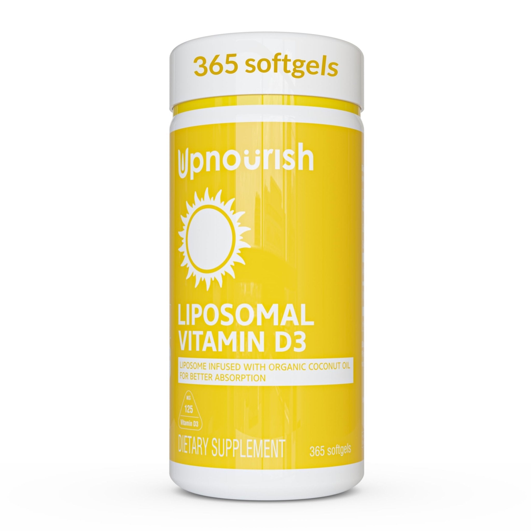 UpNourish Liposomal Vitamin D3 5000 IU Softgels - 1 Year Supply | Organic Coconut Oil Infused Vitamin D Supplements - Support Bone, Dental, Heart, Mood & Immune Health - Non GMO Gluten Free - 365 ct - OzHealthStandard