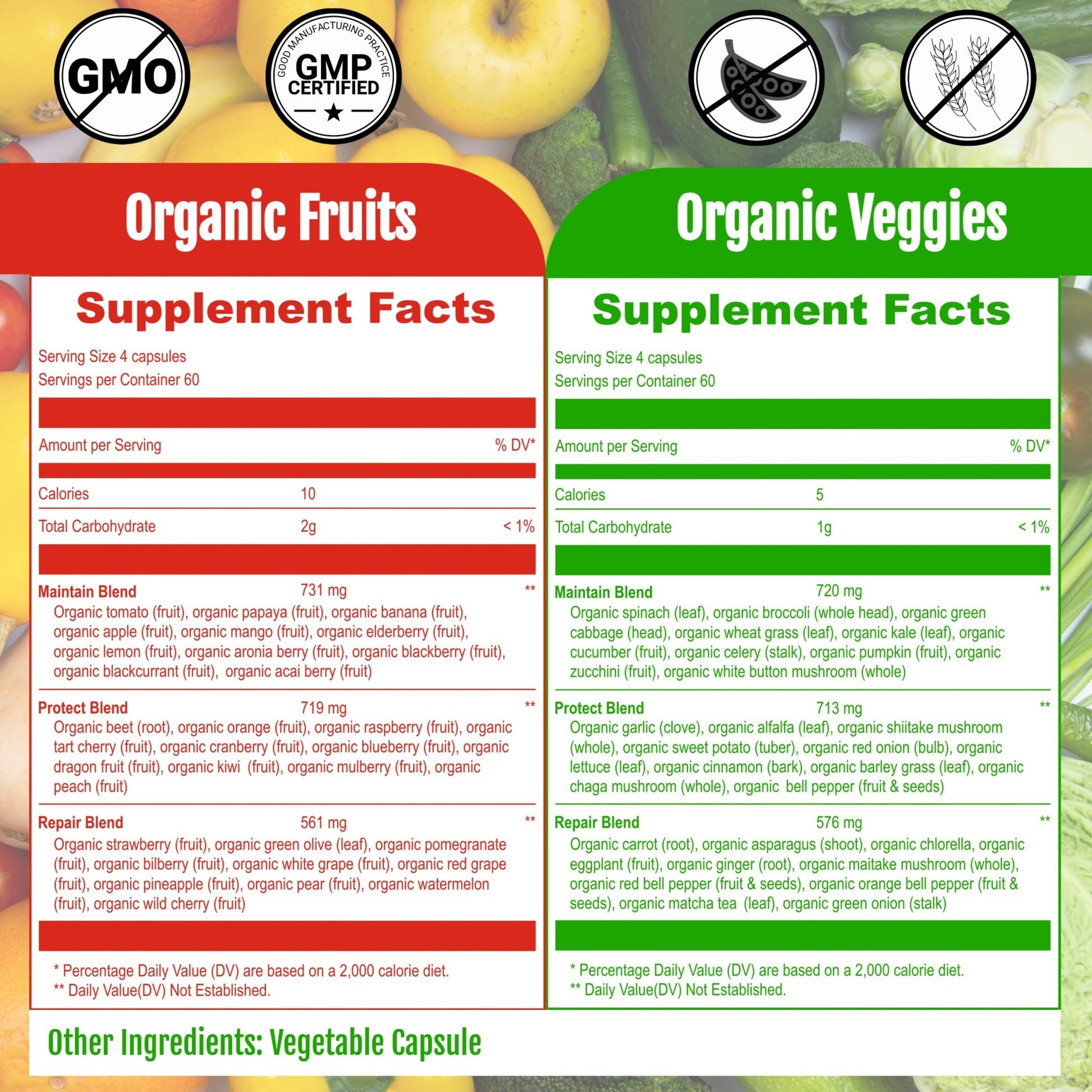 UpNourish Organic Fruits and Veggies Supplement - Support Diet Balance, Body Cleanse & Energy - 480 Fruits and Super Greens Capsules from Nature - Fruit and Vegetable Supplements for Adults & Kids - OzHealthStandard
