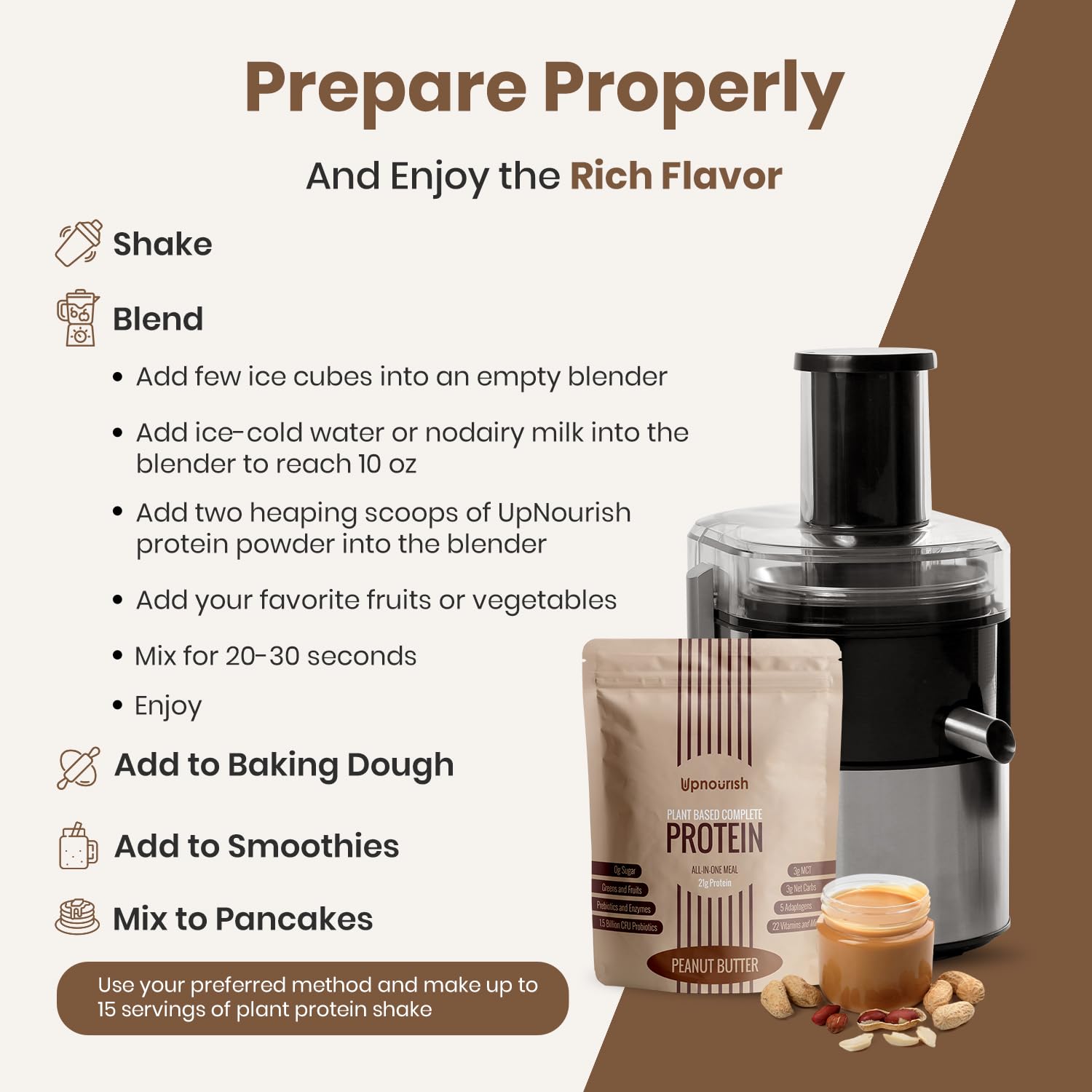 UpNourish Peanut Butter Vegan Protein Powder 54 Superfoods Powder,1.5 Billion CFU Probiotics 21g Plant Based Protein,No Sugar No Dairy No GMO Dairy Free,Meal Replacement Shake Keto-Friendly Low-Carb Diet,15 Servings - OzHealthStandard