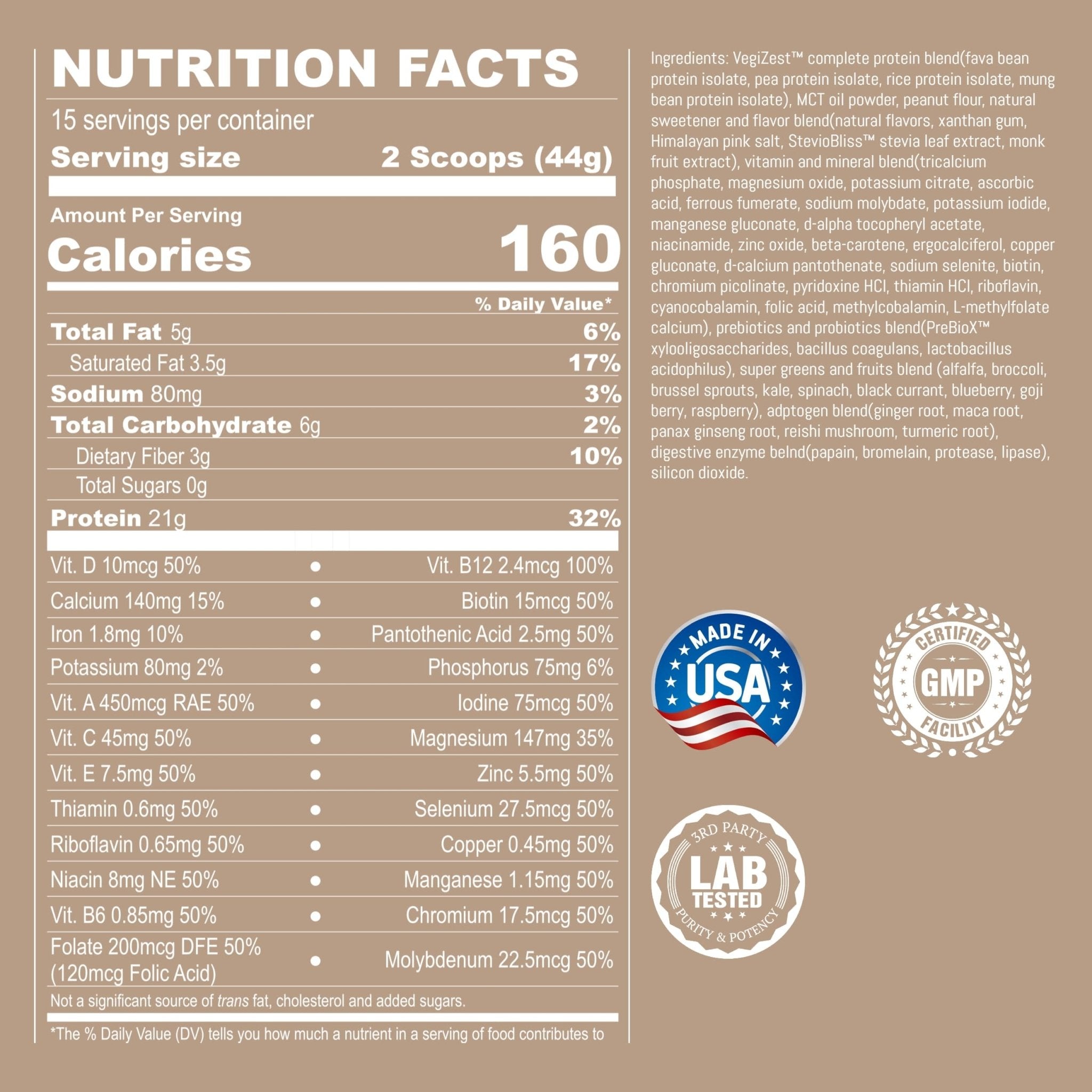 UpNourish Peanut Butter Vegan Protein Powder 54 Superfoods Powder,1.5 Billion CFU Probiotics 21g Plant Based Protein,No Sugar No Dairy No GMO Dairy Free,Meal Replacement Shake Keto-Friendly Low-Carb Diet,15 Servings - OzHealthStandard
