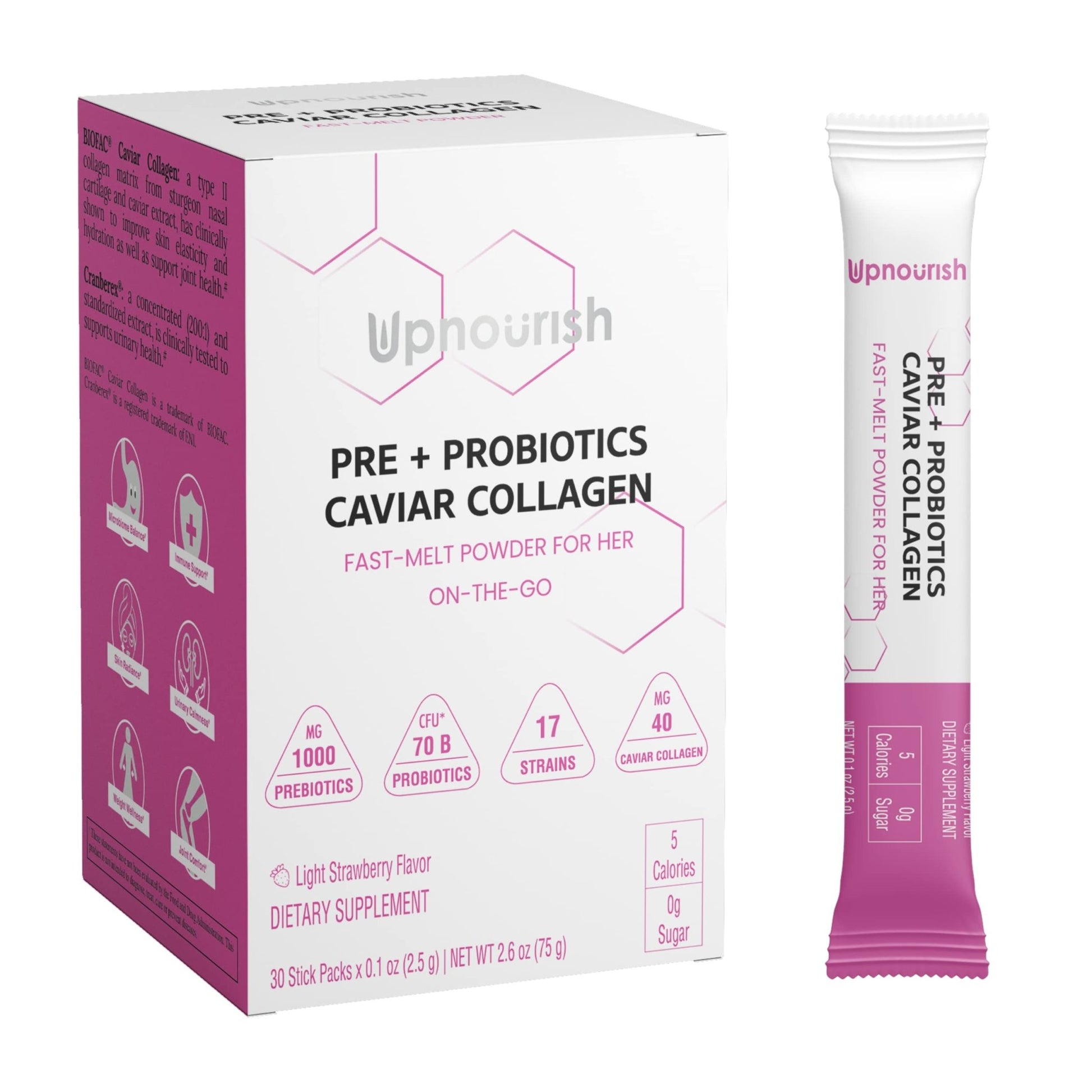 UpNourish Probiotics, Caviar Collagen with Prebiotics for Women's Digestive, Skin Radiance, and Feminine Health with Cranberry - OzHealthStandard