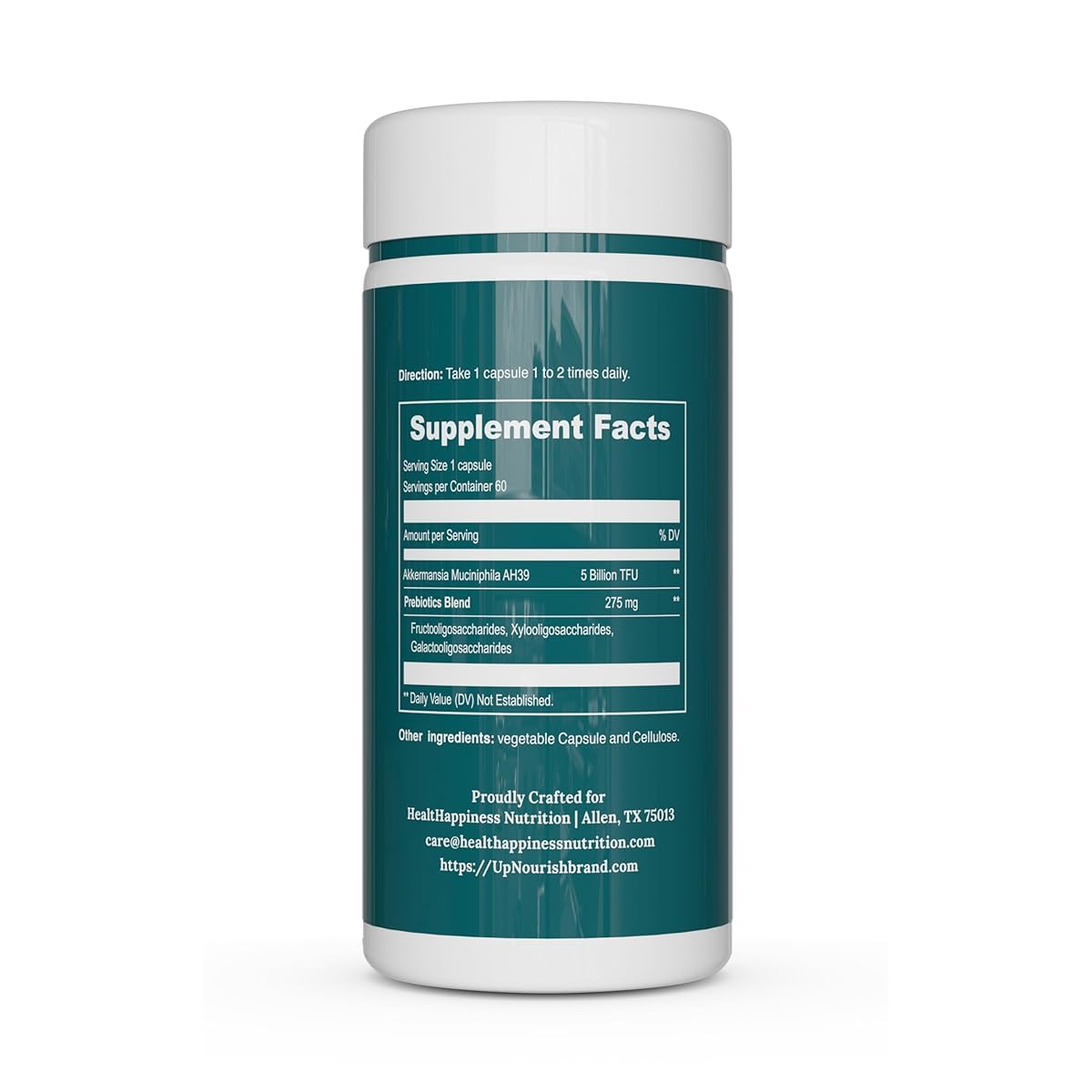 UpNourish Probiotics for GLP-1 Support, 5 Billion TFU Akkermansia Muciniphila for Digestive Health, Leaky Gut, Immunity and Metabolic Health, Prebiotics and Probiotics for Women and Men, 60 Capsules - OzHealthStandard
