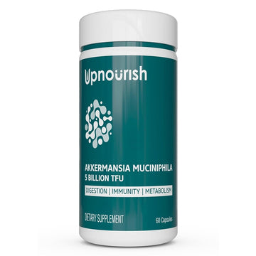 UpNourish Probiotics for GLP-1 Support, 5 Billion TFU Akkermansia Muciniphila for Digestive Health, Leaky Gut, Immunity and Metabolic Health, Prebiotics and Probiotics for Women and Men, 60 Capsules - OzHealthStandard