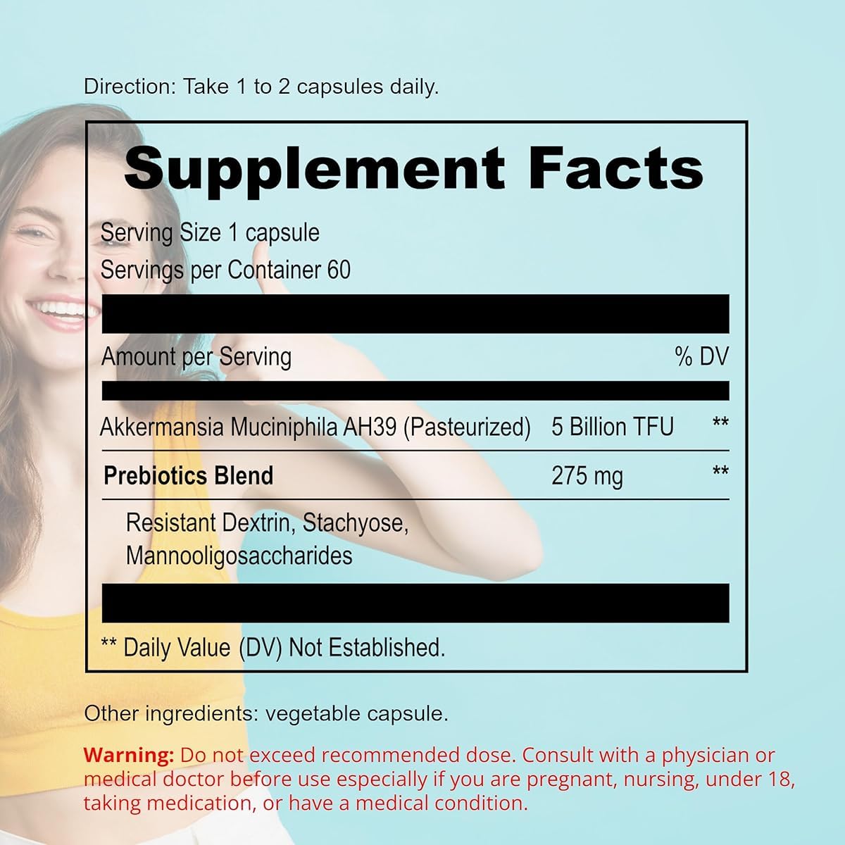 UpNourish Probiotics for GLP-1 Support, 5 Billion TFU Akkermansia Muciniphila for Digestive Health, Leaky Gut, Immunity and Metabolic Health, Prebiotics and Probiotics for Women and Men, 60 Capsules - OzHealthStandard