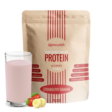 UpNourish Strawberry Banana Vegan Protein Powder 54 Superfoods Powder,1.5 Billion CFU Probiotics 21g Plant Based Protein,No Sugar No Dairy No GMO Dairy Free,Meal Replacement Shake Keto-Friendly Low-Carb Diet,15 Servings - OzHealthStandard