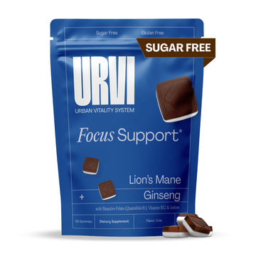 URVI 1500mg Lion's Mane Gummies with Ginseng, Folate 5-MTHF, B12 & Iodine – Focus Nootropic Brain Supplement Boosts Memory, Focus & Energy – Sugar-Free – Cola Flavor – 60 Count - OzHealthStandard