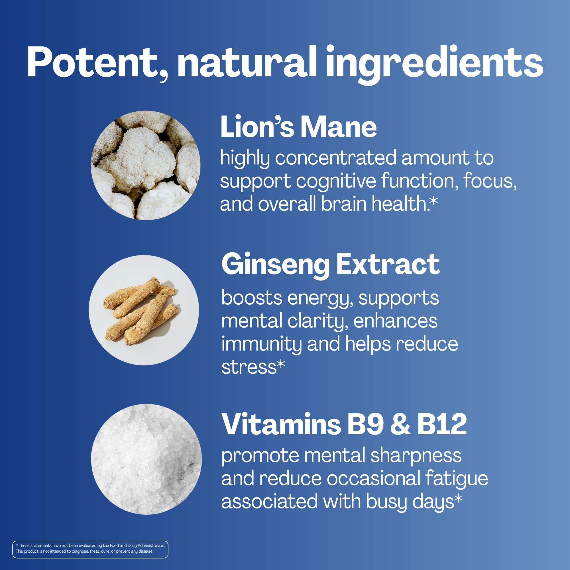 URVI 1500mg Lion's Mane Gummies with Ginseng, Folate 5-MTHF, B12 & Iodine – Focus Nootropic Brain Supplement Boosts Memory, Focus & Energy – Sugar-Free – Cola Flavor – 60 Count - OzHealthStandard