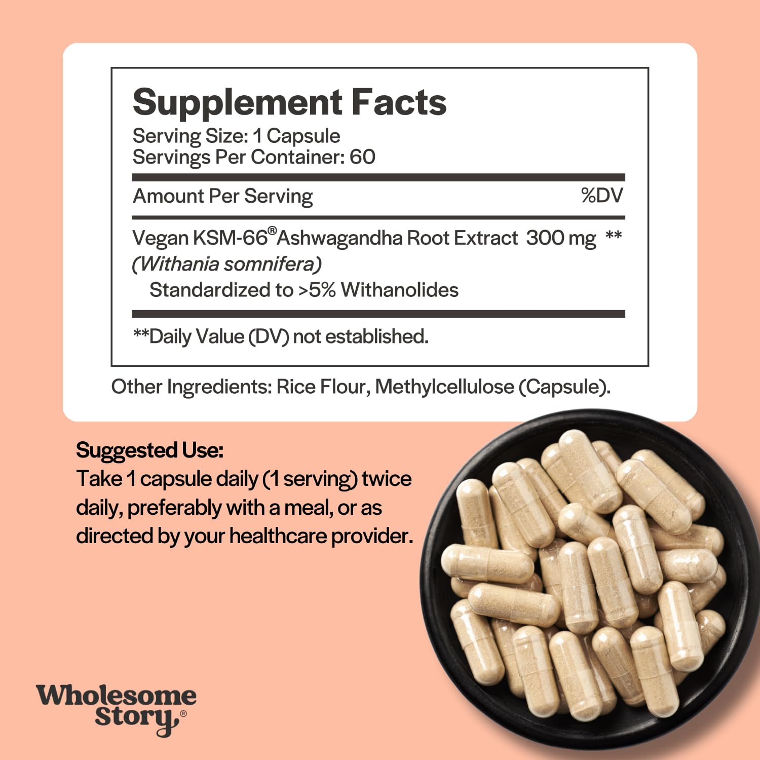 Vegan KSM 66 Ashwagandha Capsules| High Potency 5% Withanolides | Ashwagandha Root Extract Supplements | Ashwagandha 300mg | Stress Management & Well Being Support | 60 Ashwaganda Pills - OzHealthStandard