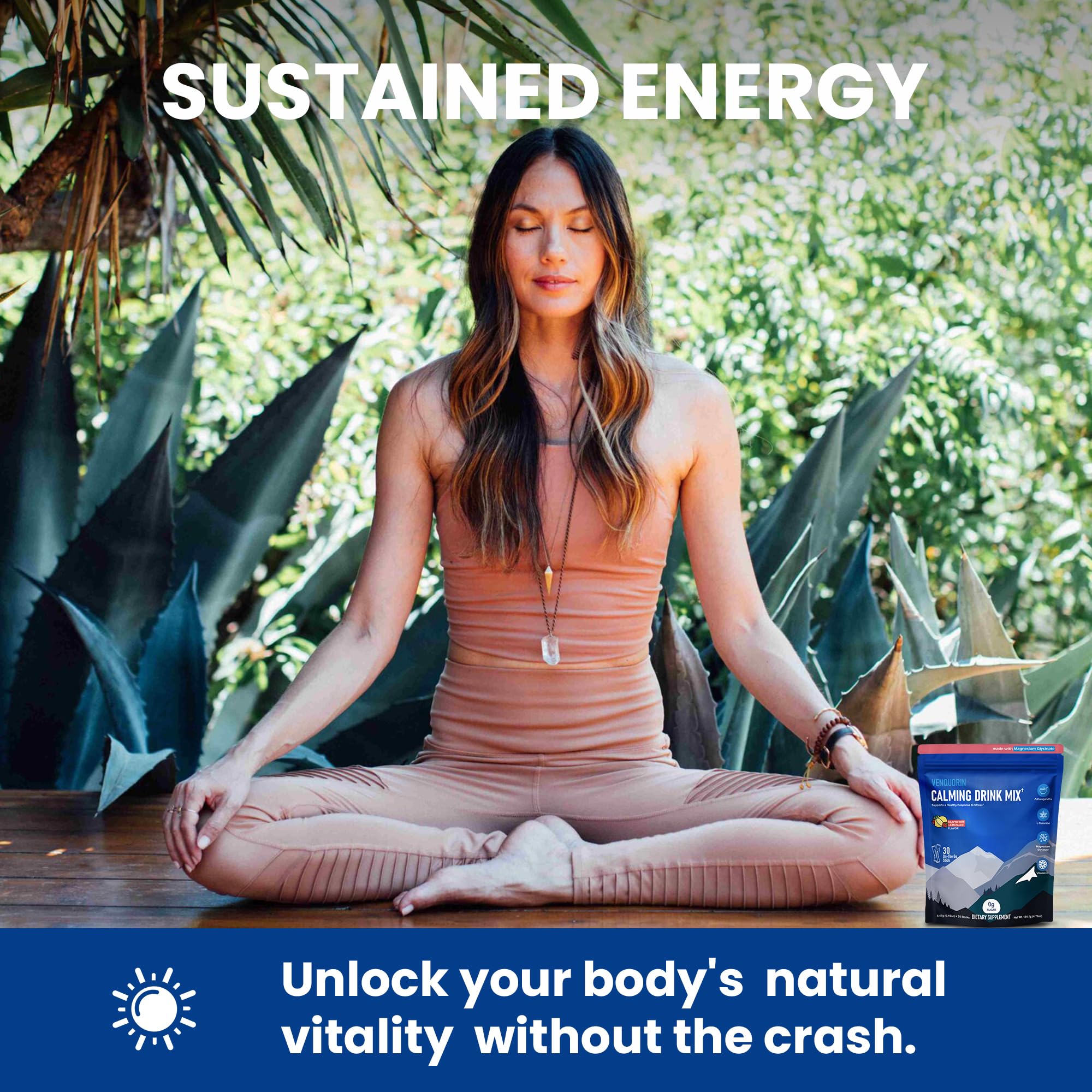 VENQUORIN Super Cortisol Calm Supplement Drink Powder for Women & Men with Magnesium Glycinate, Ashwagandha, L-Theanine & Vitamin D3 | Relaxation & Mood Support | Sugar Free, Vegan, 30 Servings - OzHealthStandard