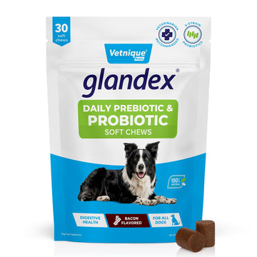 Vetnique Glandex Daily Probiotics for Dogs with Prebiotics to Support Gut Health with Fiber and Digestive Enzymes, Dog Probiotic Chews or Powders (30ct Chews, Bacon Chews) - OzHealthStandard