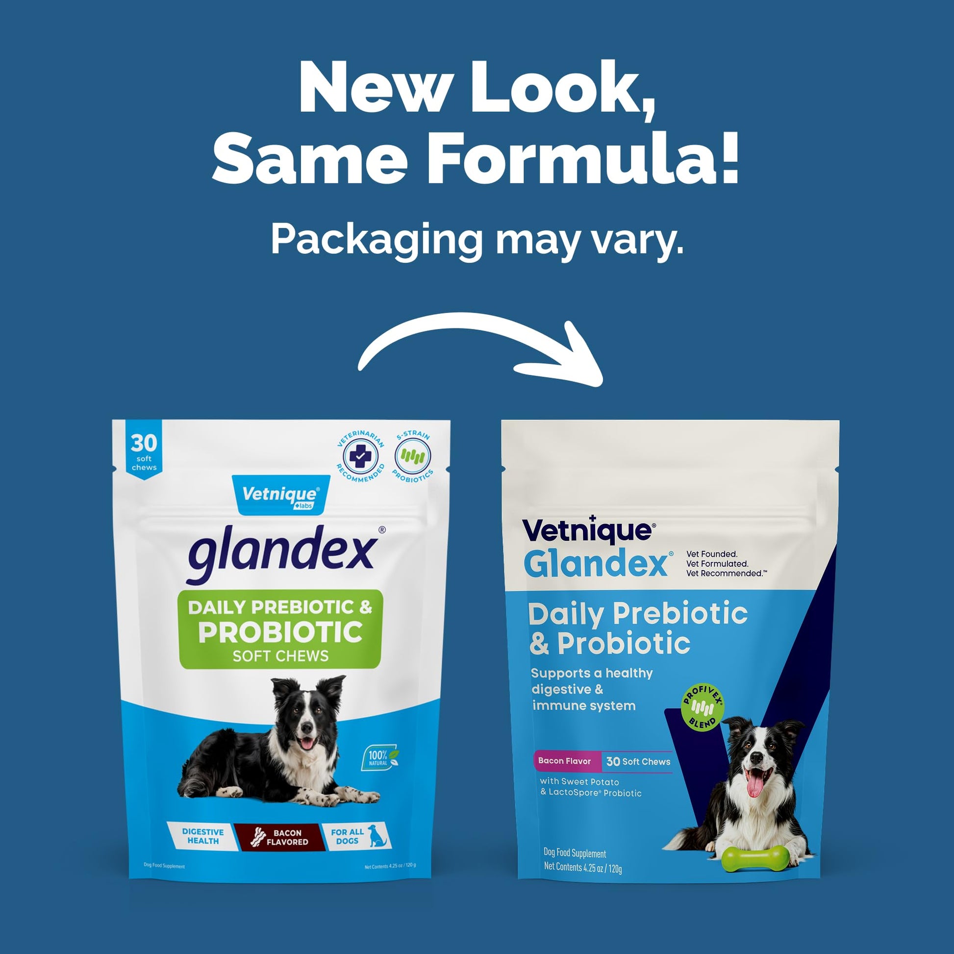 Vetnique Glandex Daily Probiotics for Dogs with Prebiotics to Support Gut Health with Fiber and Digestive Enzymes, Dog Probiotic Chews or Powders (30ct Chews, Bacon Chews) - OzHealthStandard