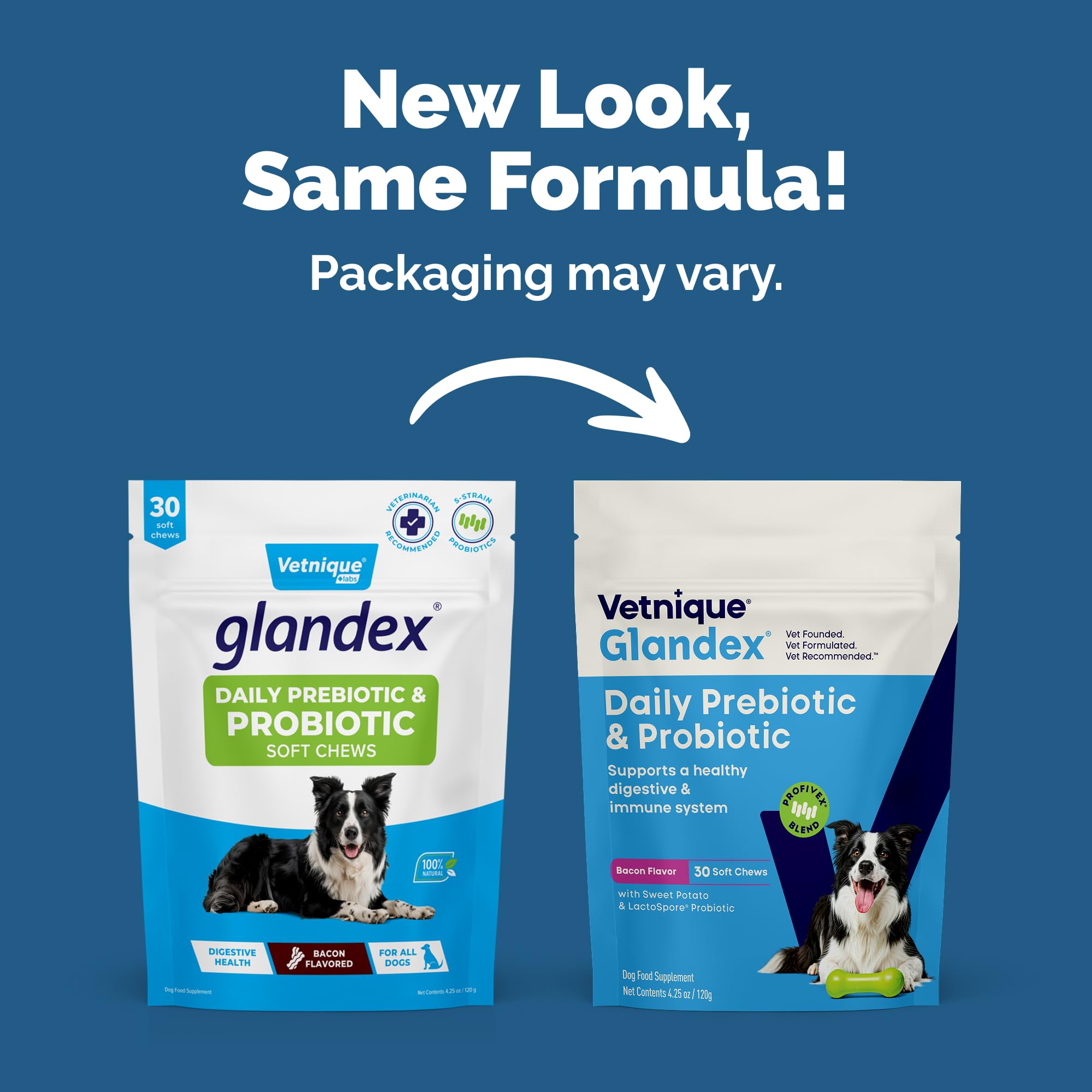 Vetnique Glandex Daily Probiotics for Dogs with Prebiotics to Support Gut Health with Fiber and Digestive Enzymes, Dog Probiotic Chews or Powders (30ct Chews, Bacon Chews) - OzHealthStandard