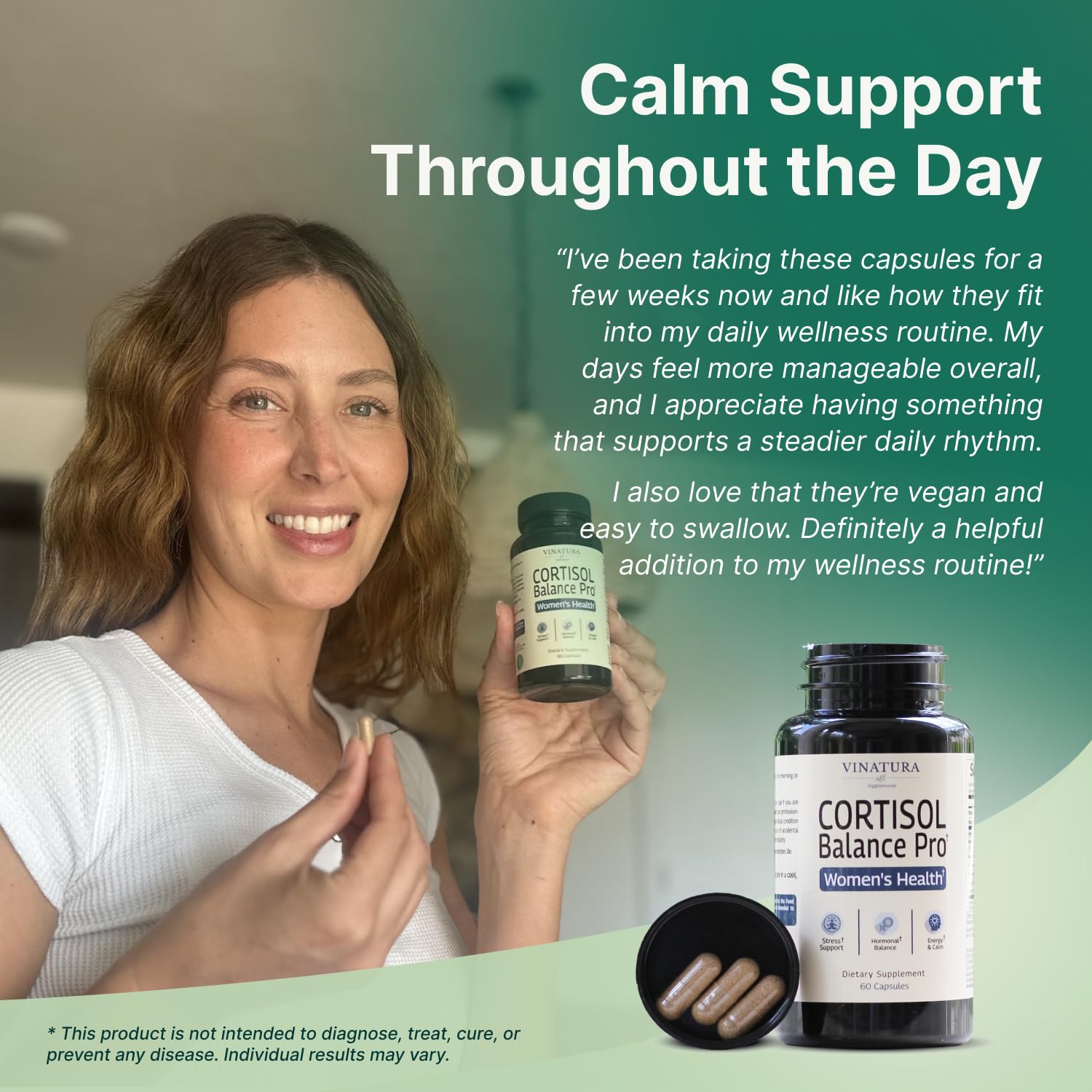 VINATURA Cortisol Supplements for Women - Cortisol Detox and Management - Adrenal Support, Stress Support, 60 Vegan Capsules - OzHealthStandard