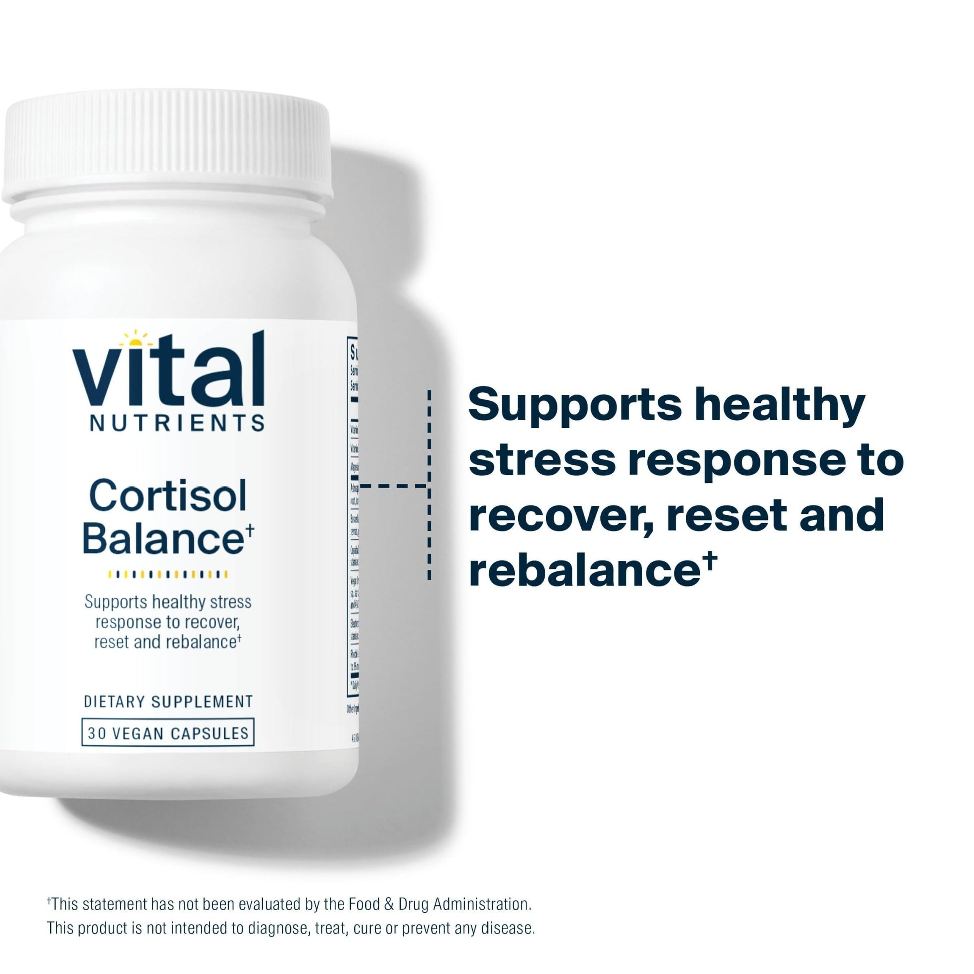 Vital Nutrients Cortisol Balance - Vegan Stress Relief Supplement - Cortisol Manager Supports Energy & Stress Levels - Ashwagandha & Magnesium for Relaxation - Gluten, Dairy, Soy Free - 30 Capsules - OzHealthStandard